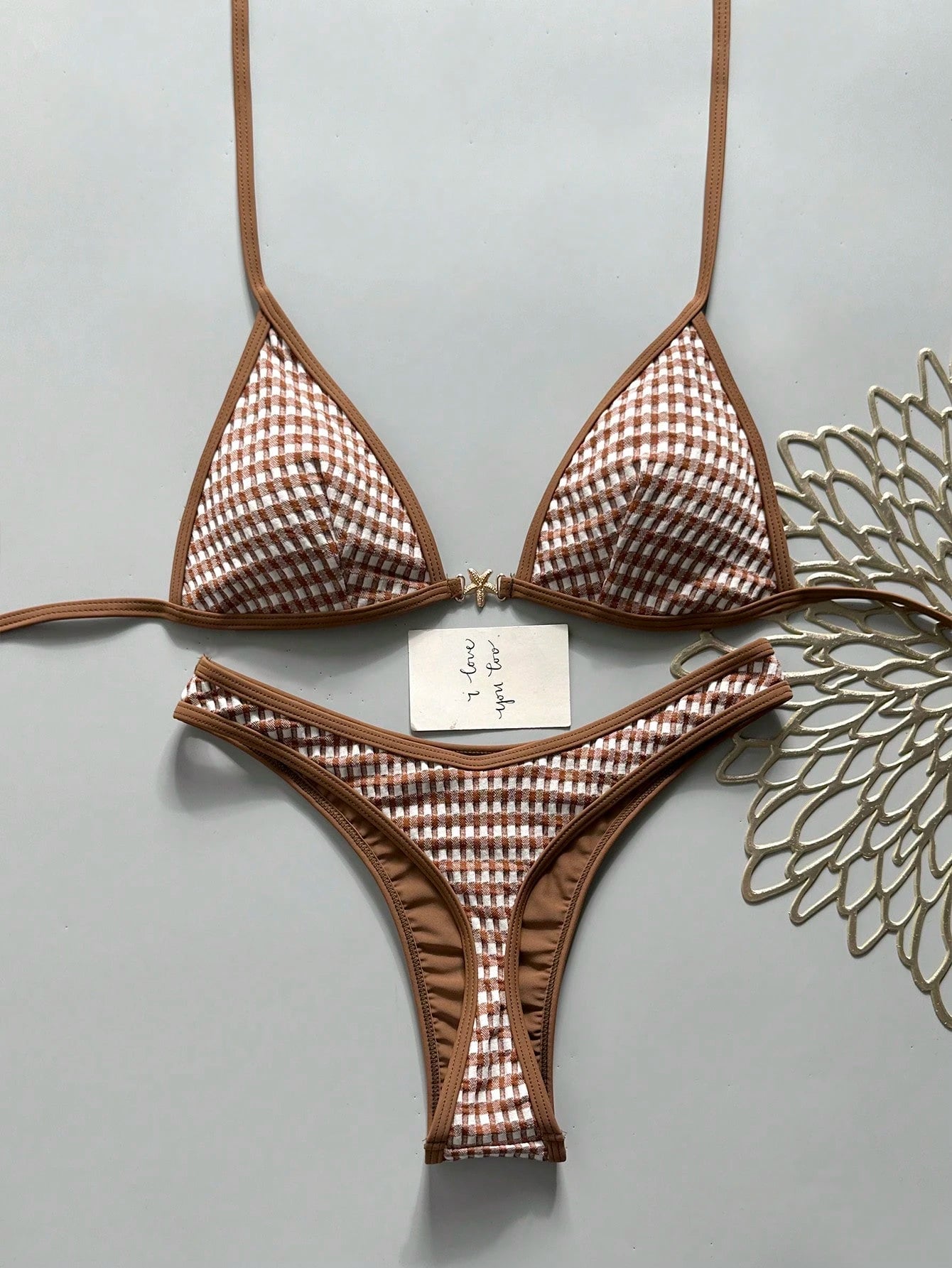Swim Vcay Spring/Summer Solid Color Triangle Wireless Halter Backless