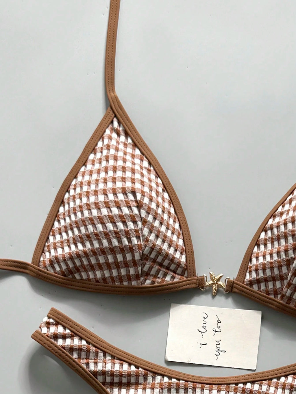 Swim Vcay Spring/Summer Solid Color Triangle Wireless Halter Backless