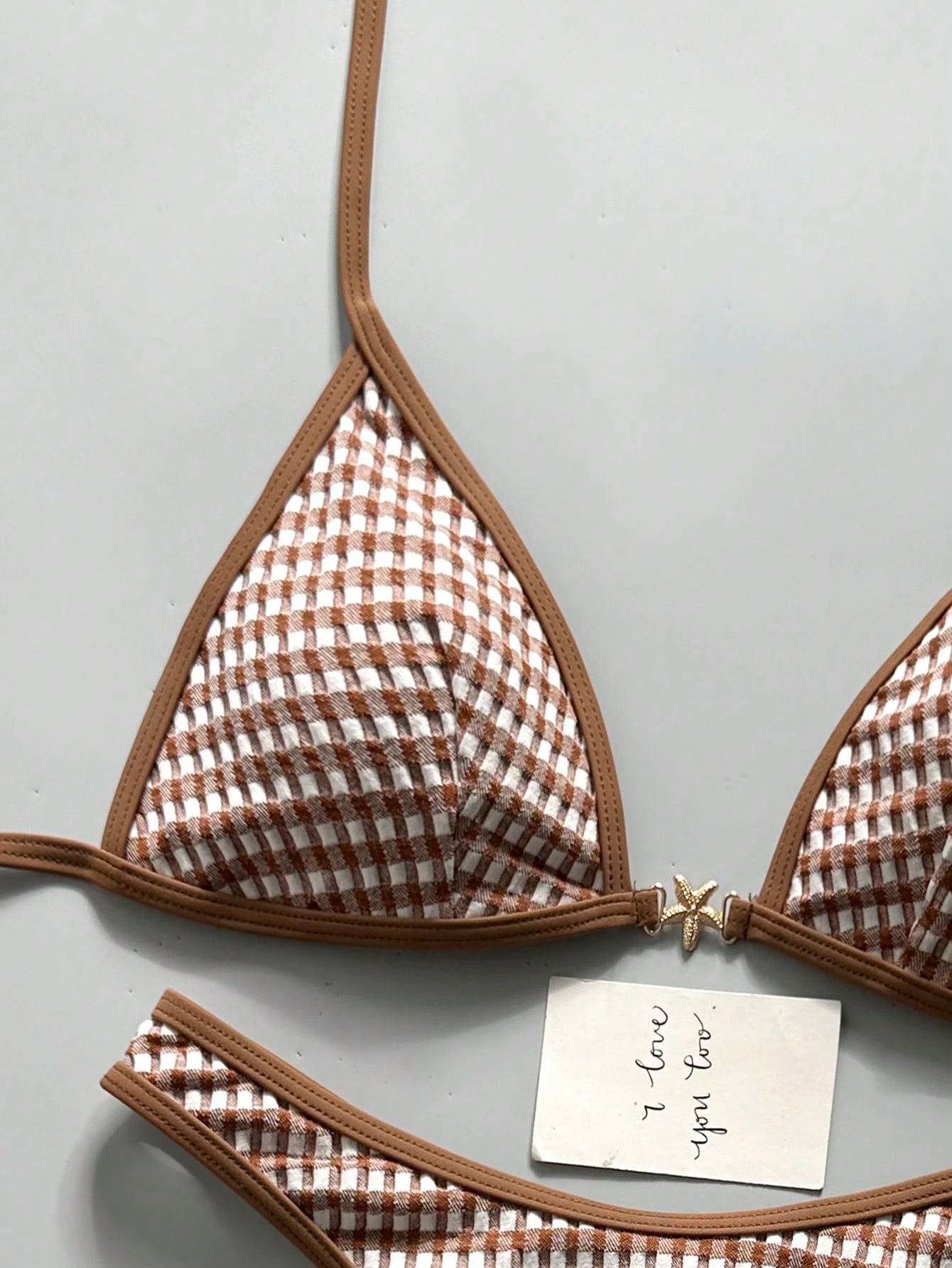Swim Vcay Spring/Summer Solid Color Triangle Wireless Halter Backless