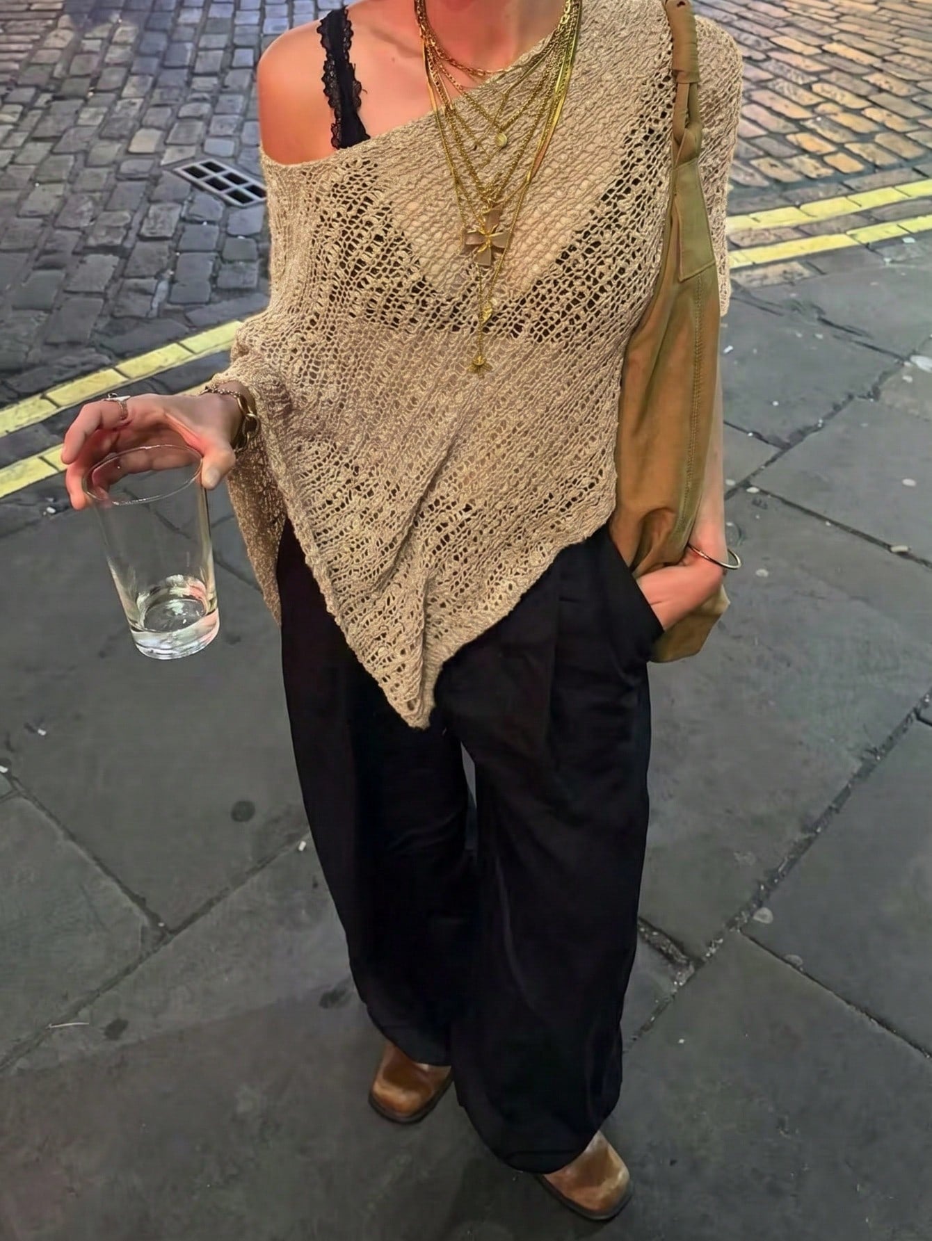 Vivid Style Women's Asymmetrical Hollow Out Casual Versatile Cape