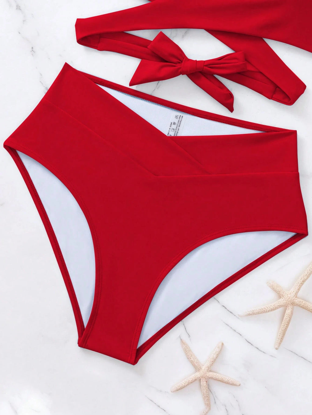 Swim Vcay Summer Beach Solid Bikini Set Crisscross Tie Back Bra &