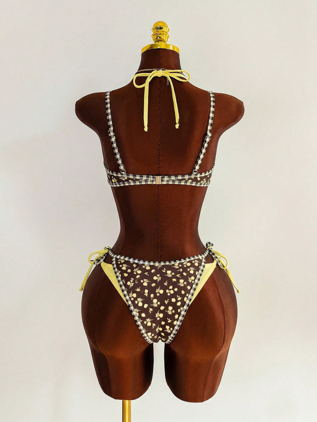 Swim Mod Women's Cute Yellow Floral Print 2 Pieces Bikini Set,