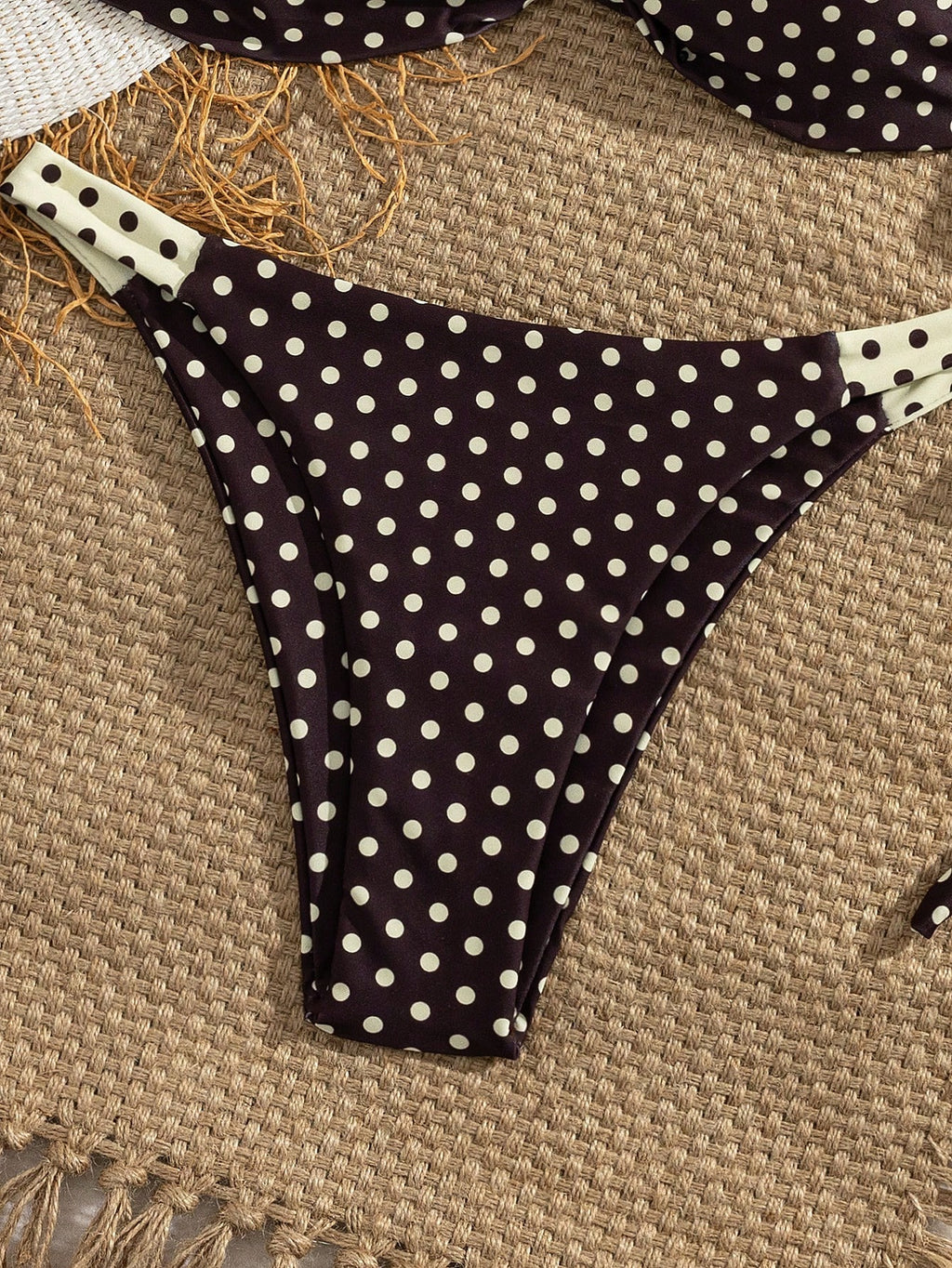 Women's Polka Dot Bandeau Bikini Set, Fashionable And Comfortable