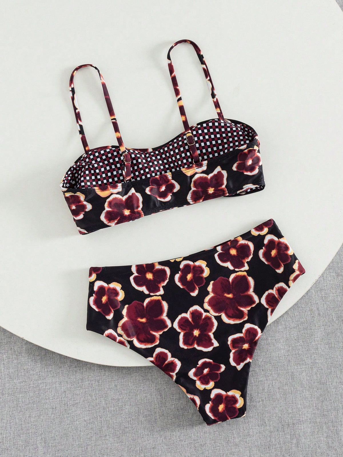 Women's Cute Spring/Summer Vacation Print Flat Chest Spaghetti Strap Bikini Two Pieces Set With High-Waist - image 9