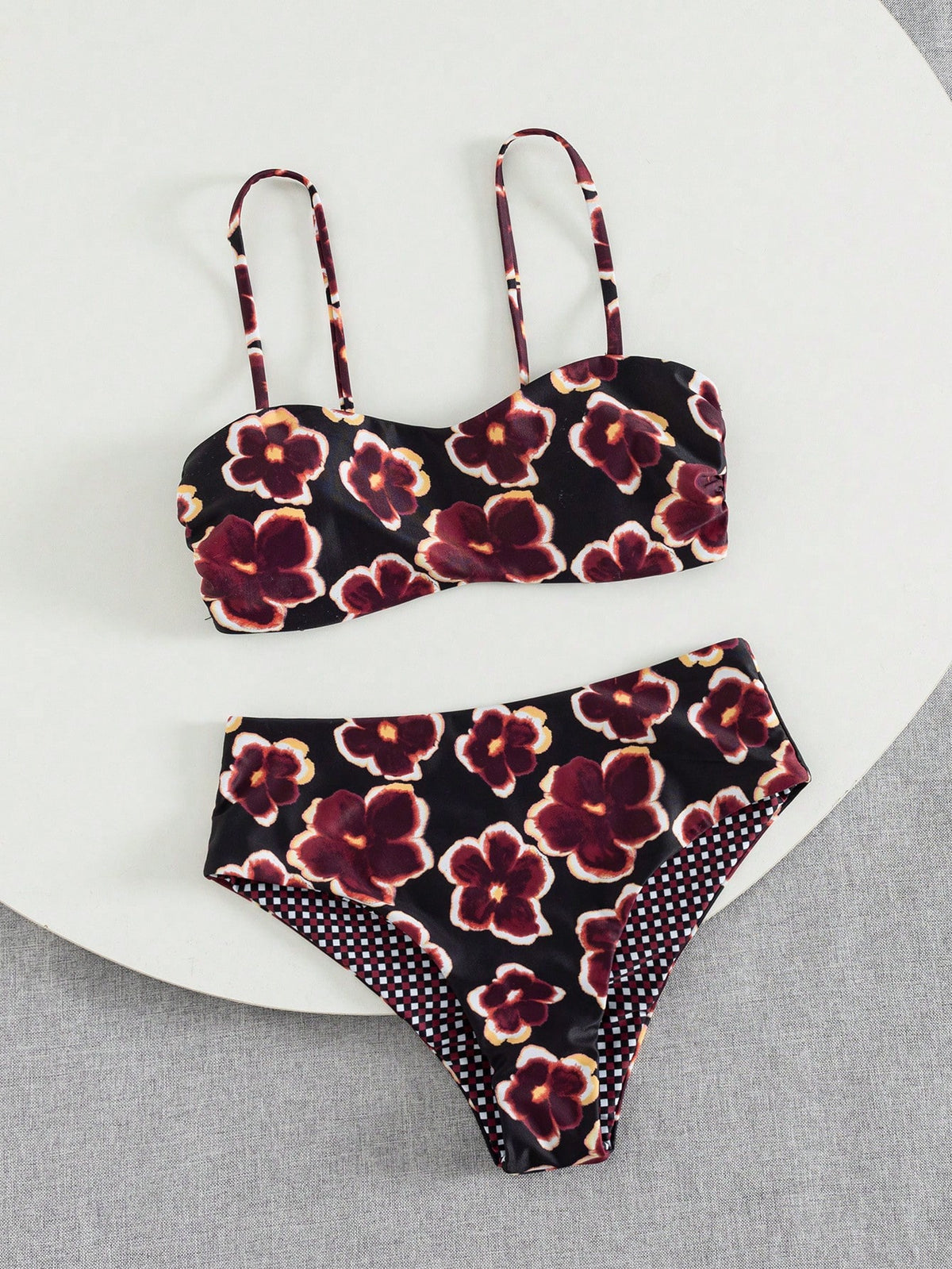 Women's Cute Spring/Summer Vacation Print Flat Chest Spaghetti Strap Bikini Two Pieces Set With High-Waist - image 10