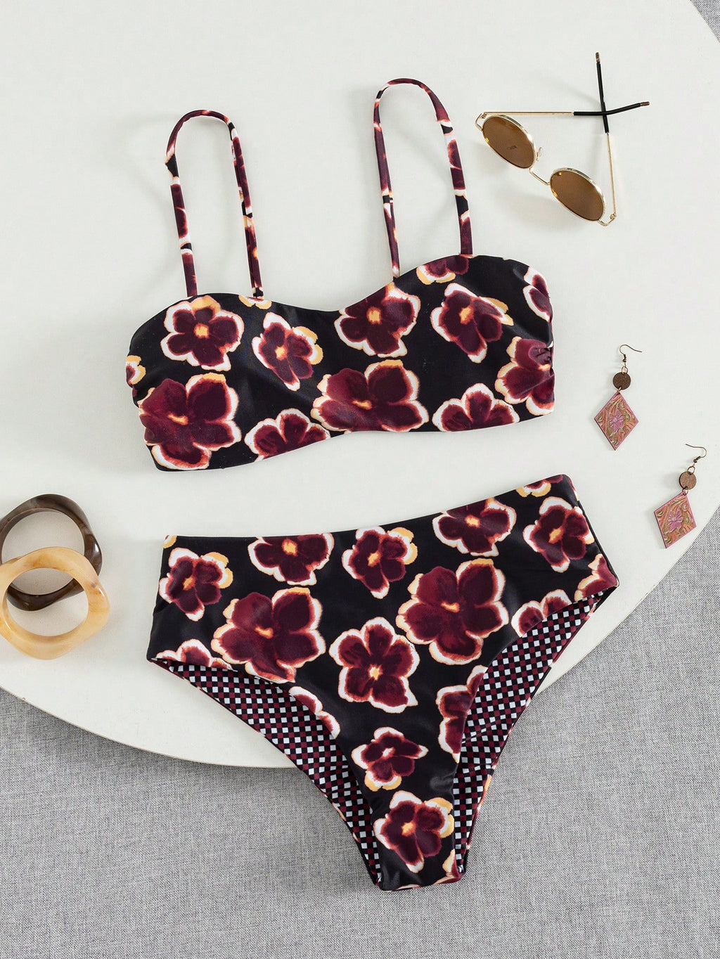 Women's Cute Spring/Summer Vacation Print Flat Chest Spaghetti Strap