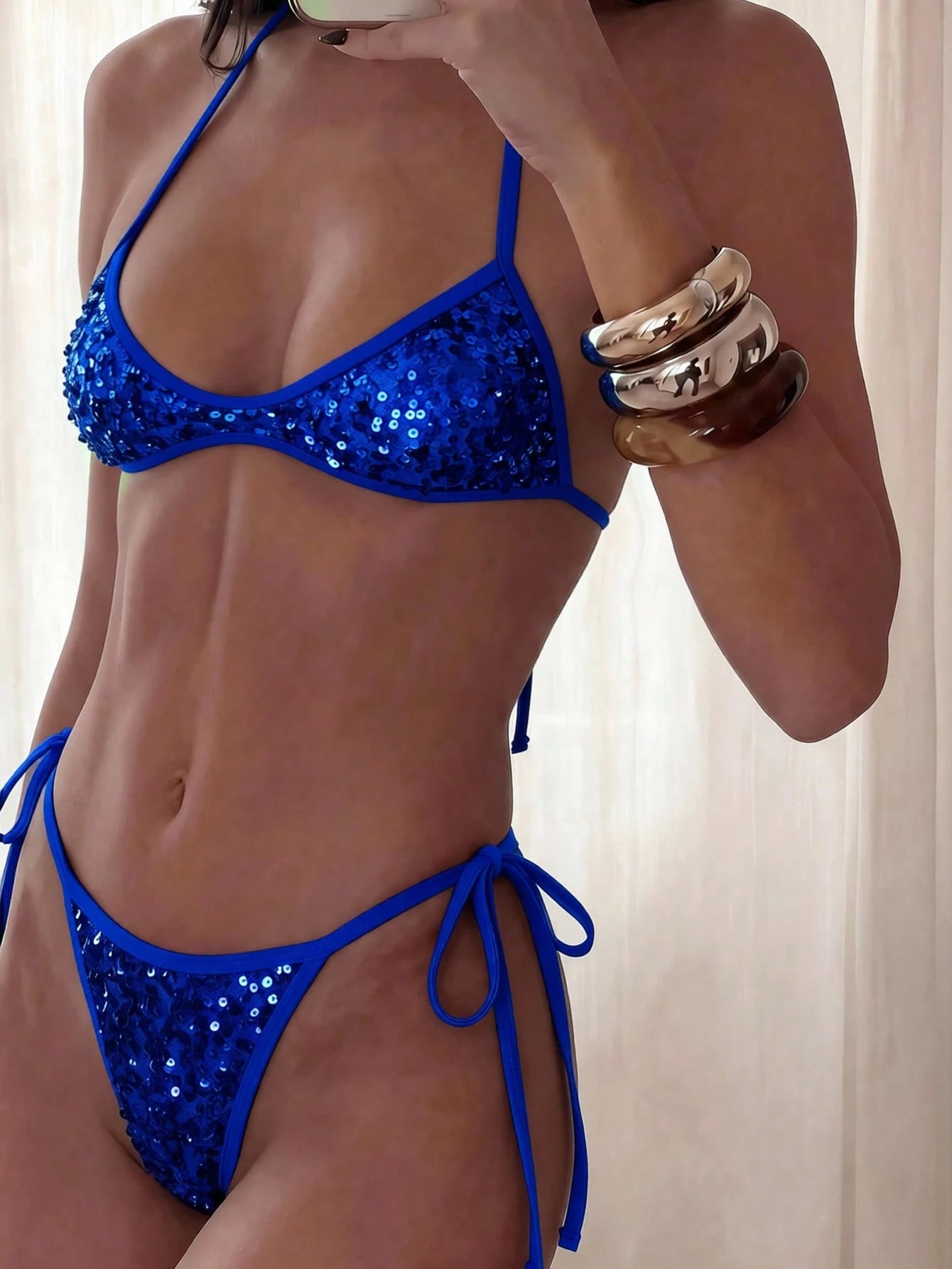 Costavie 2pcs Spring/Summer Beach Vacation Sequin Textured Fabric