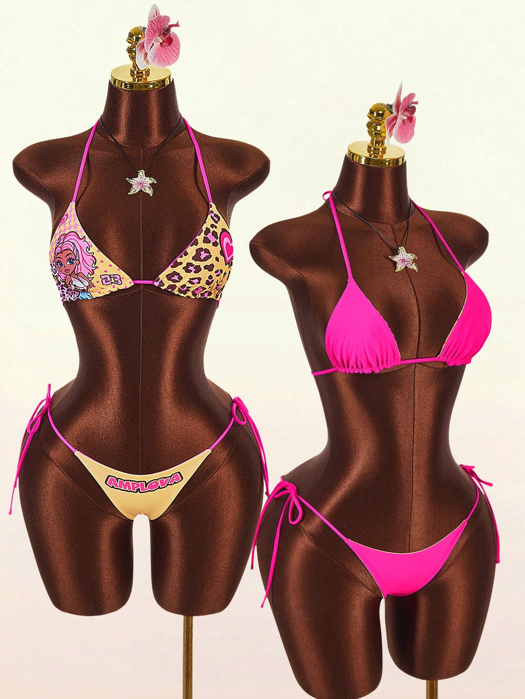 Amplova Women's Leopard Print Reversible Bikini Set, Sexy & Stylish,