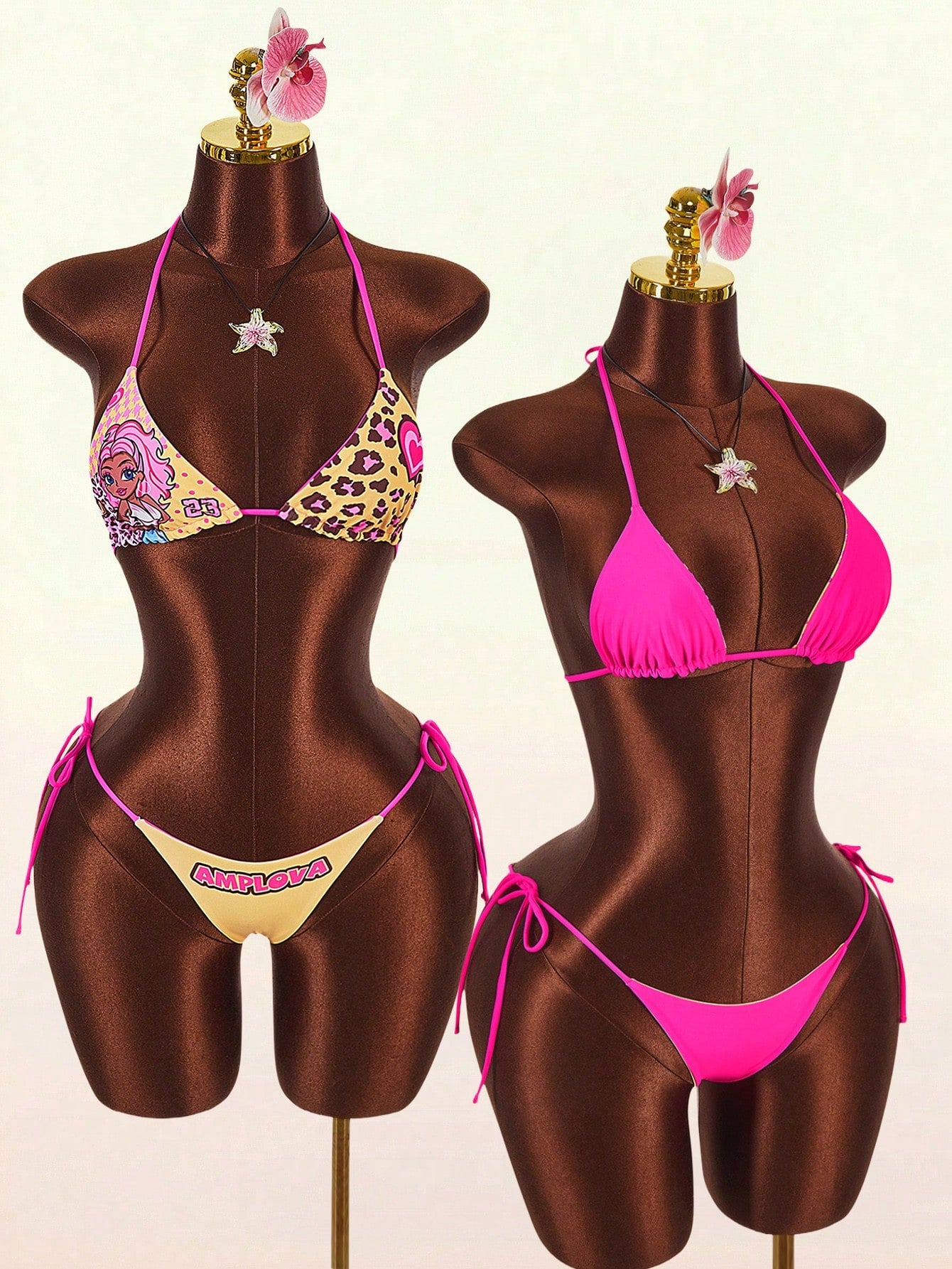 Amplova Women's Leopard Print Reversible Bikini Set, Sexy & Stylish,