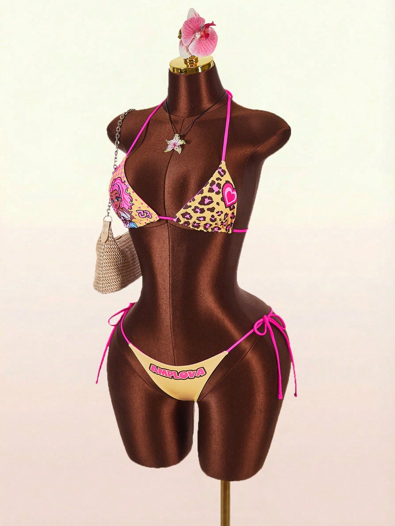 Amplova Women's Leopard Print Reversible Bikini Set, Sexy & Stylish,