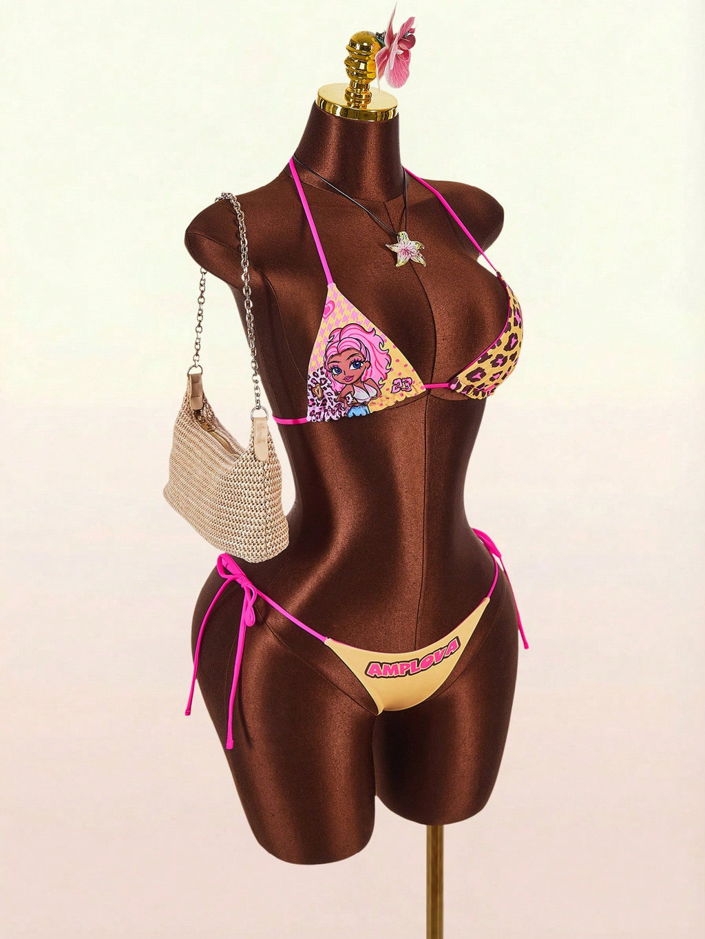 Amplova Women's Leopard Print Reversible Bikini Set, Sexy & Stylish,