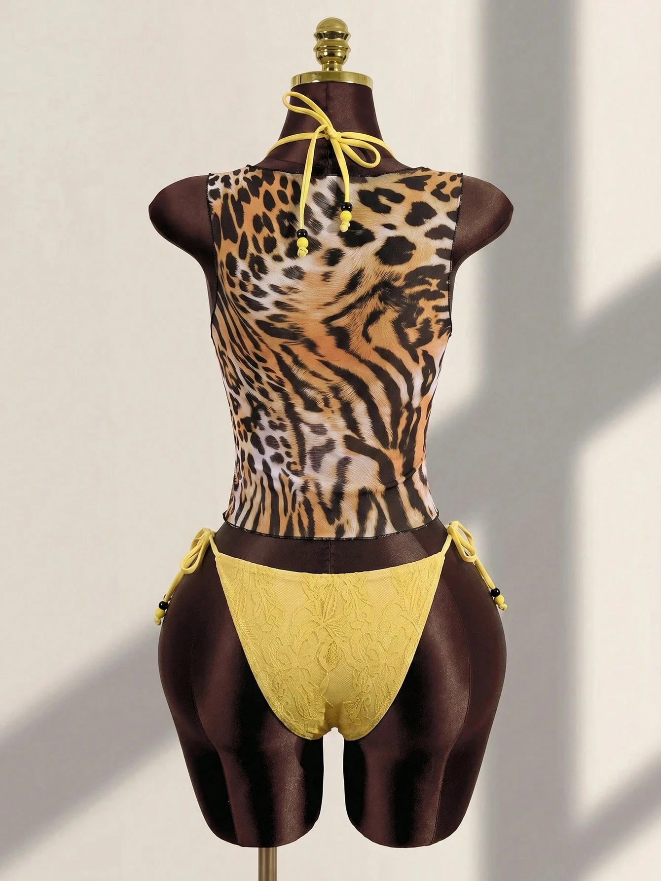 Zestiva 26SS Spring/Summer Leopard Print Lace Bikini With Tank Top