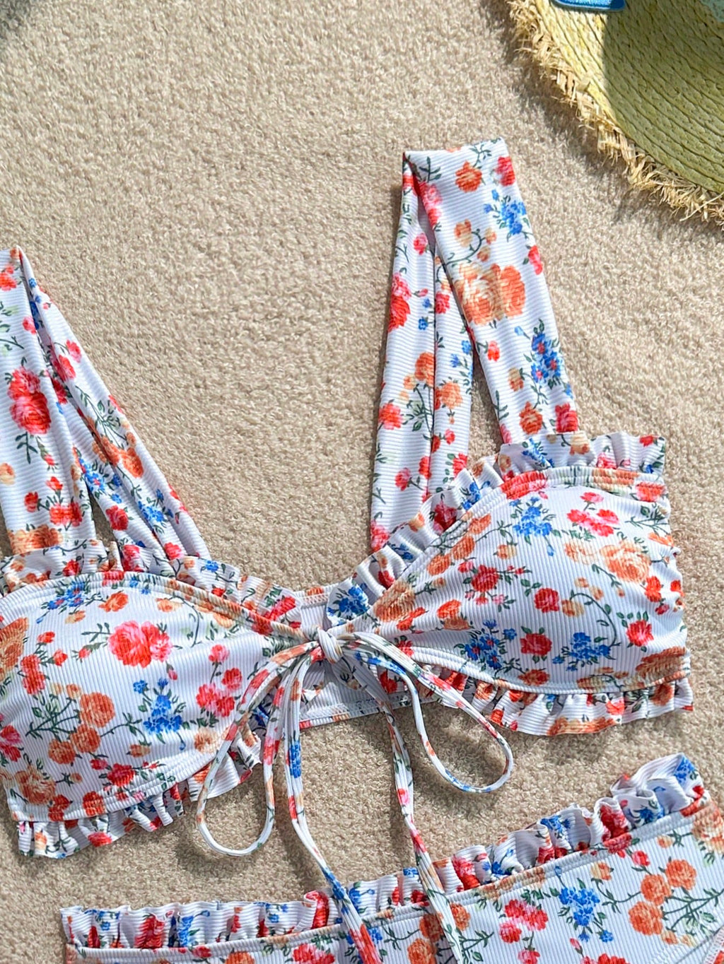 Swim Mod Sweet Girl 2-Piece Floral Random Print Wide Strap Tie-Front Triangle Bikini Swimsuit Set For Women - image 15