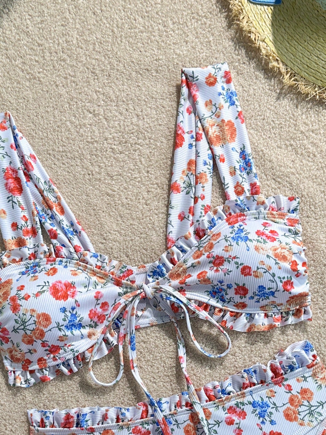 Swim Mod Sweet Girl 2-Piece Floral Random Print Wide Strap Tie-Front Triangle Bikini Swimsuit Set For Women - image 15