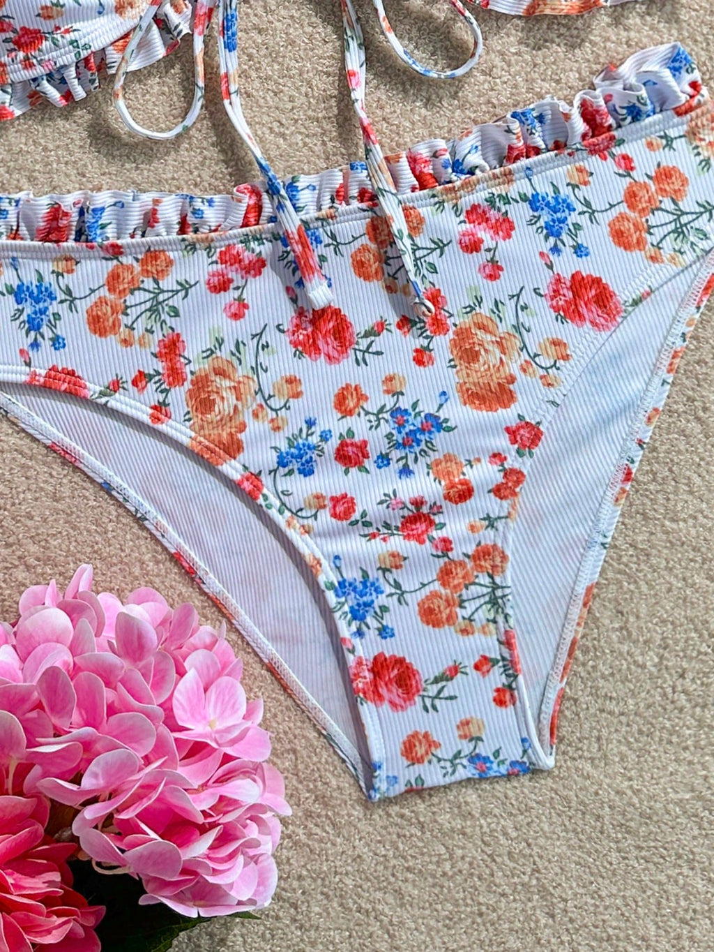 Swim Mod Sweet Girl 2-Piece Floral Random Print Wide Strap Tie-Front Triangle Bikini Swimsuit Set For Women - image 18