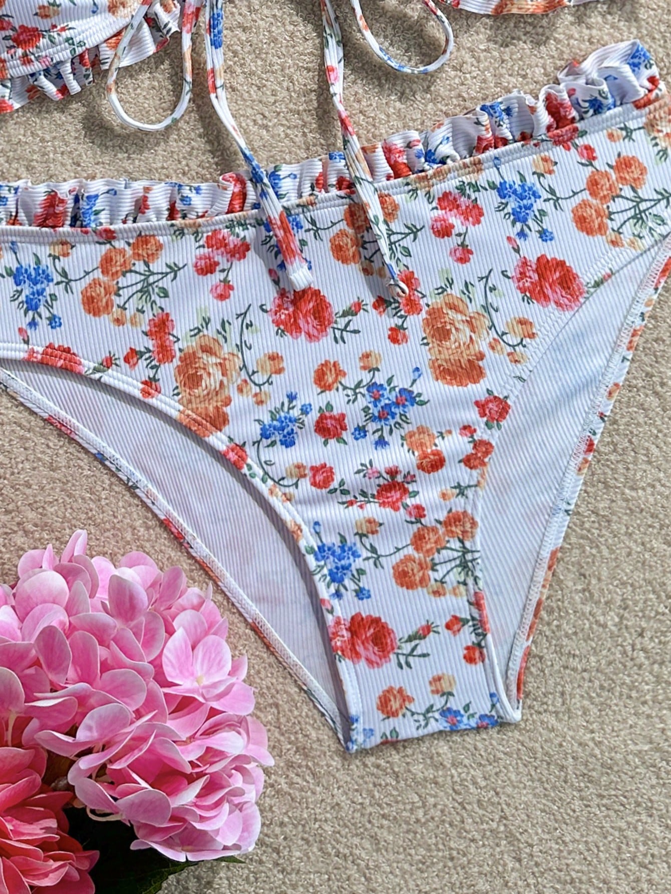 Swim Mod Sweet Girl 2-Piece Floral Random Print Wide Strap Tie-Front Triangle Bikini Swimsuit Set For Women - image 18