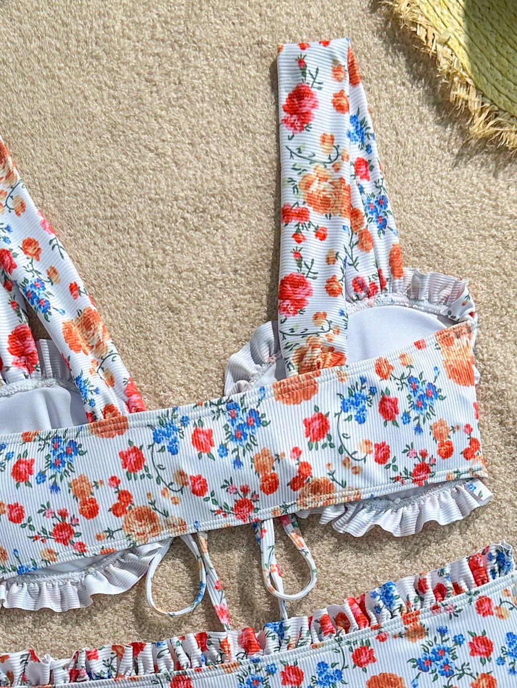 Swim Mod Sweet Girl 2-Piece Floral Random Print Wide Strap Tie-Front Triangle Bikini Swimsuit Set For Women - image 19