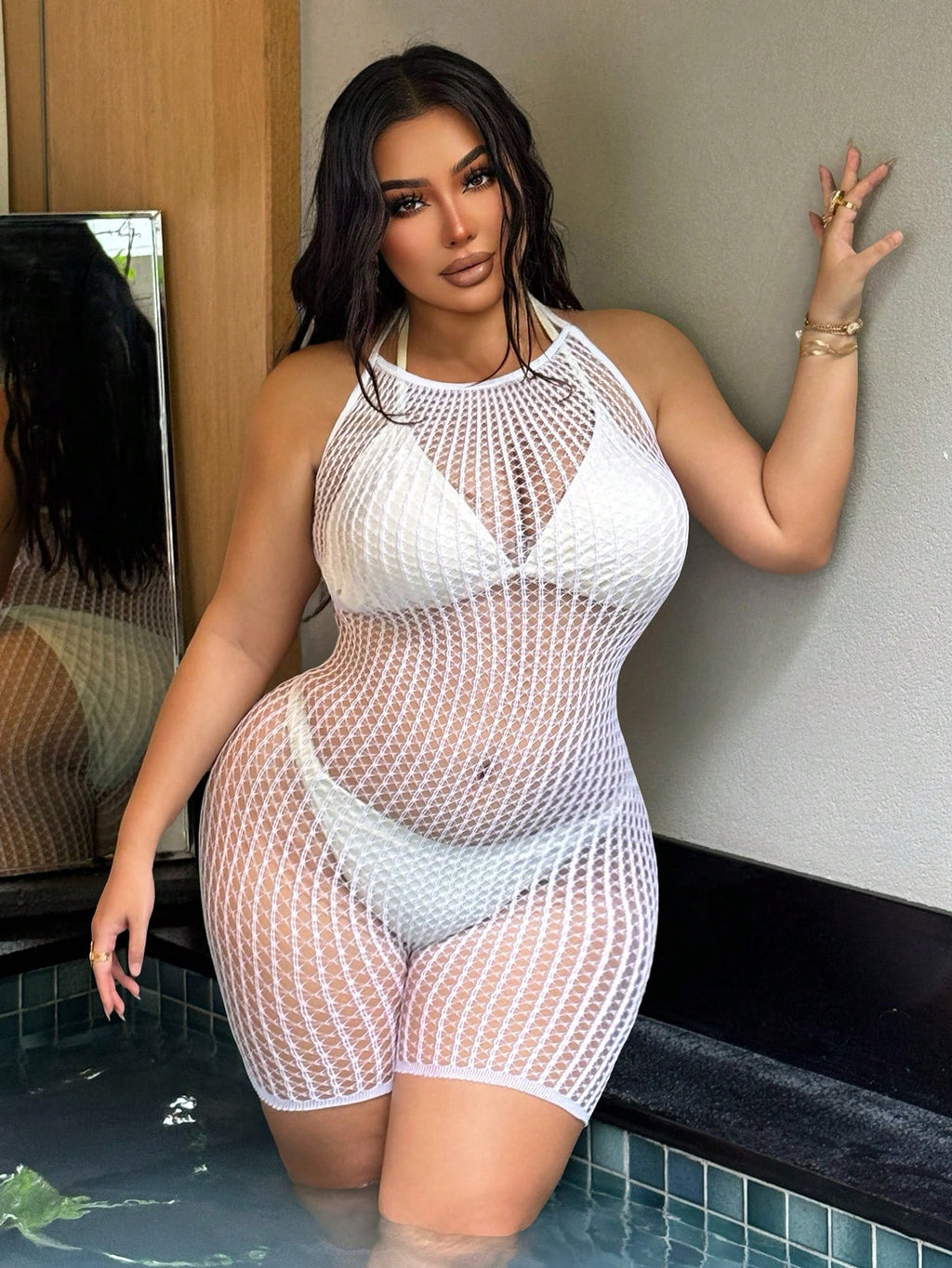 Swim SXY 2026 New Sexy & Romantic High Elasticity Knit Halter Sleeveless Black Plus Size Cover Up - image 16
