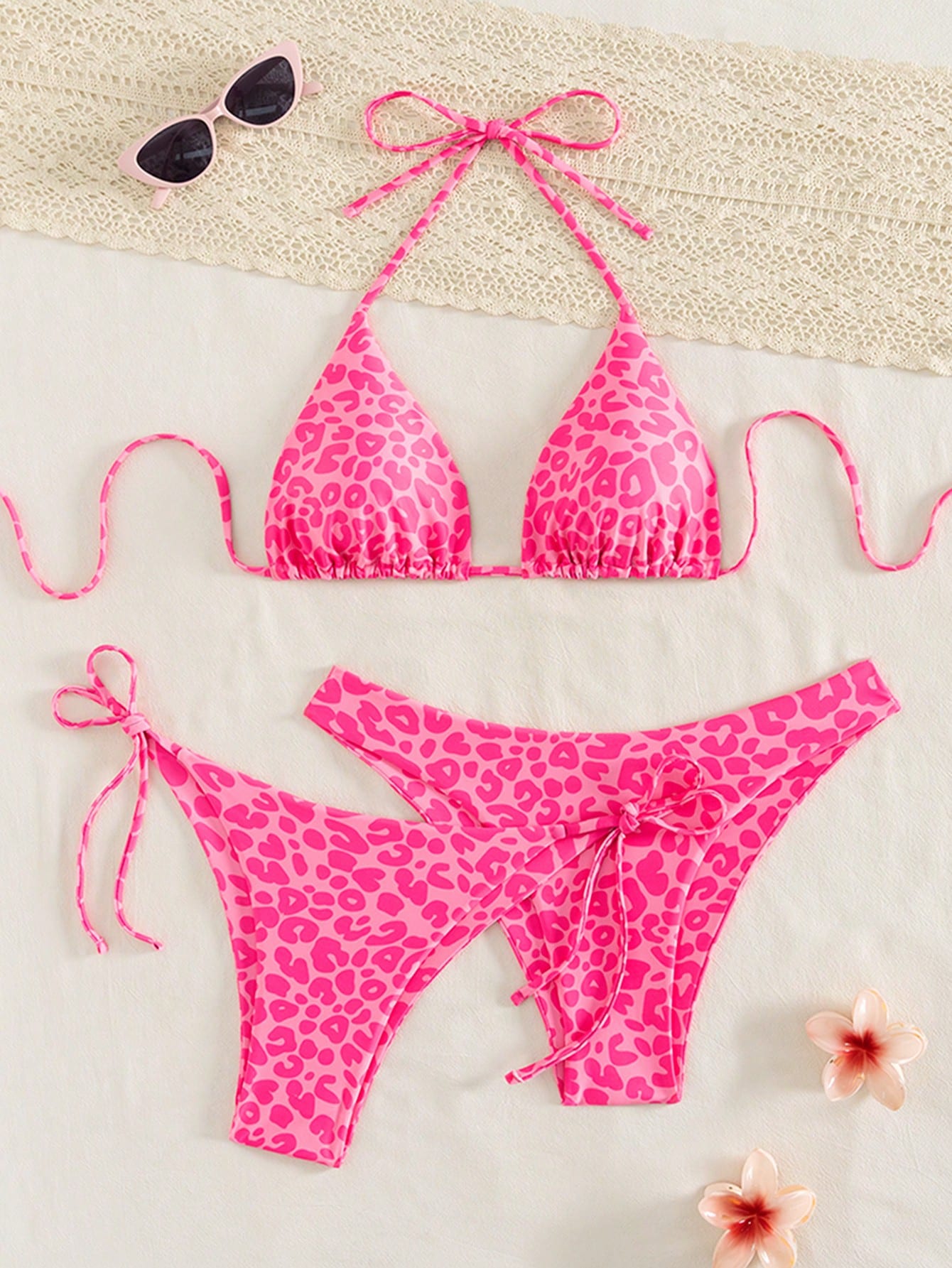 Swim Vcay Women's White With Black Polka Dots 3-Piece Set Triangle