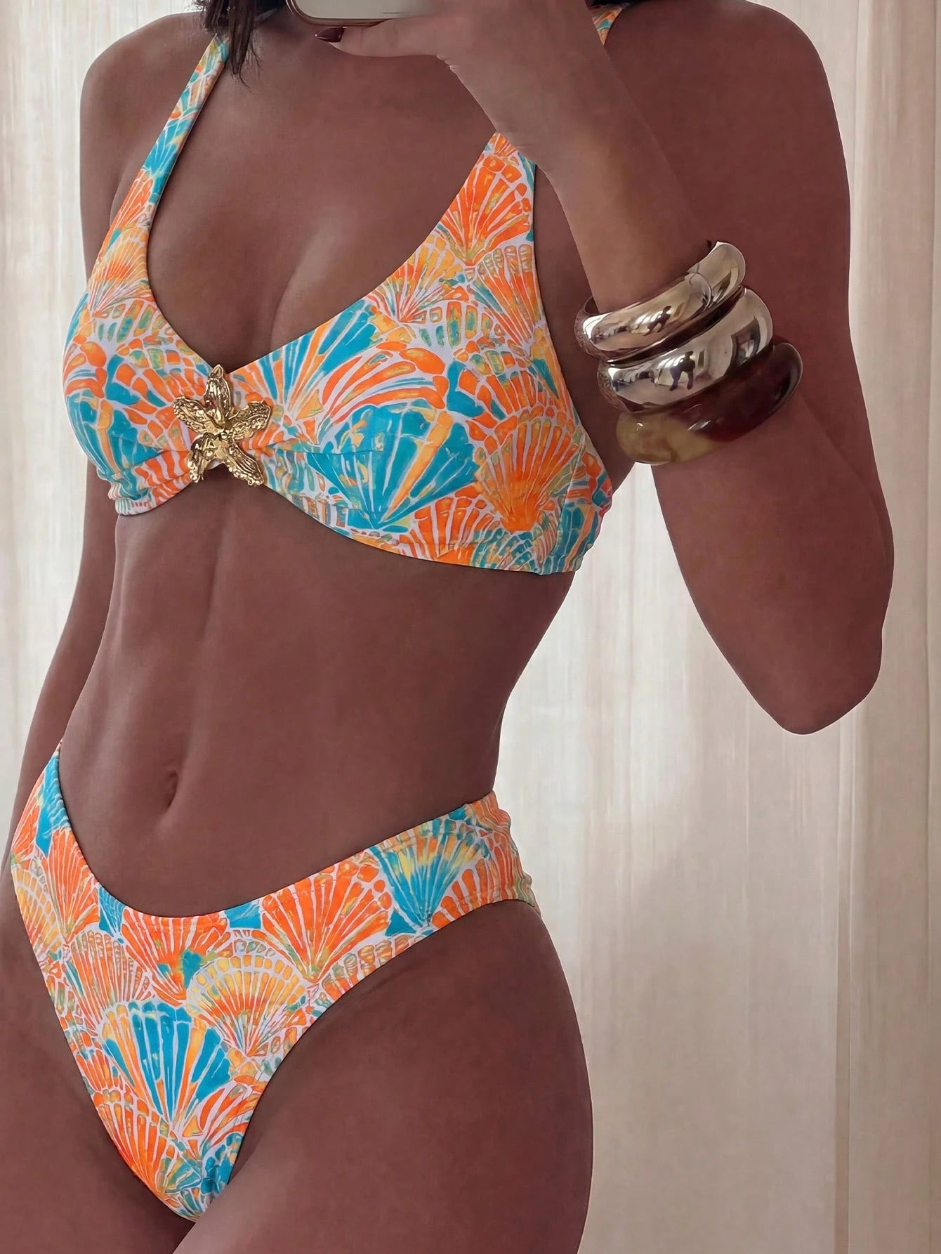 Swim Mod Springbreak New Fashion Leopard Print Thick Strap Metal