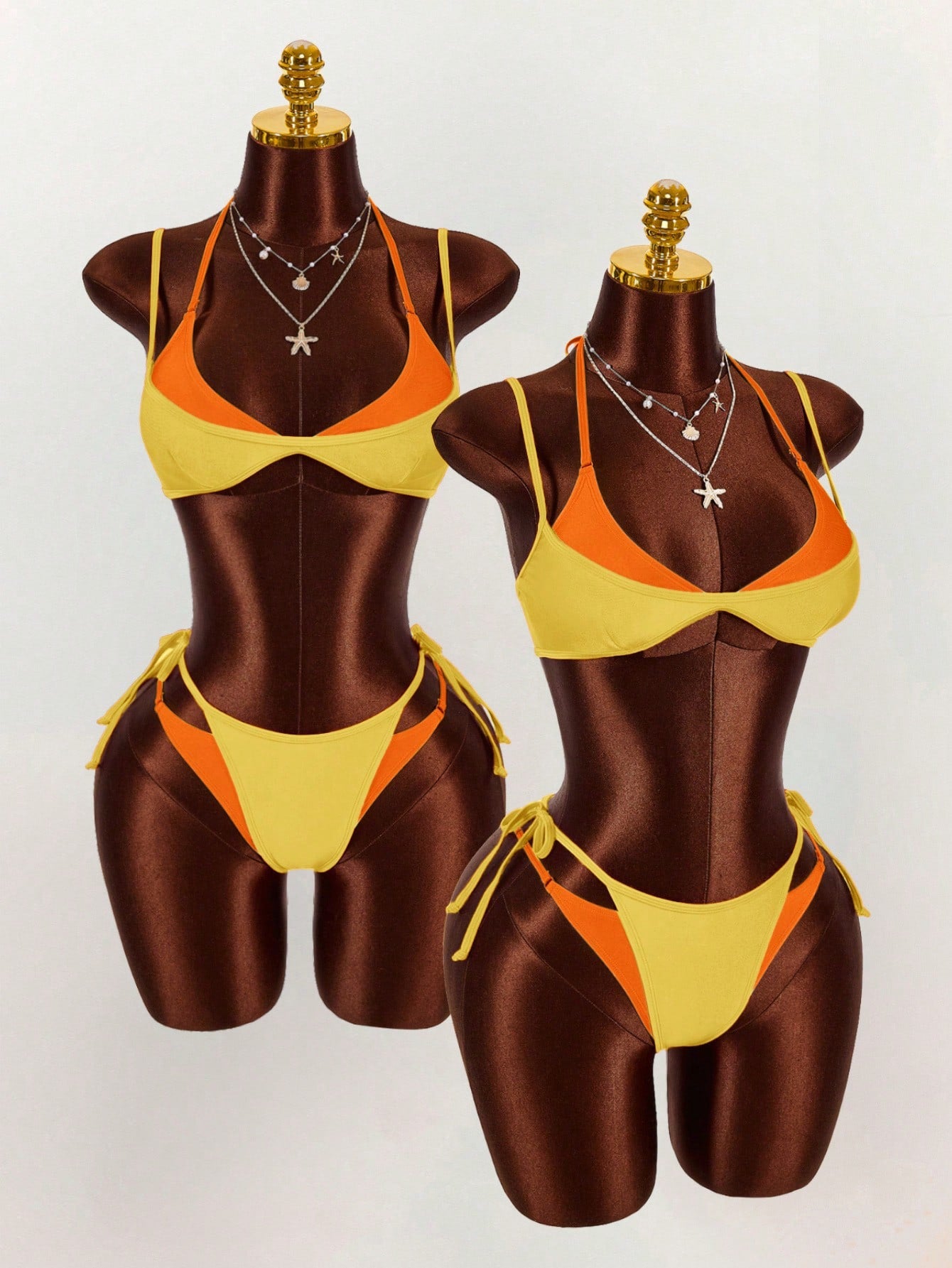 Amplova Women's 2 In 1 Black Contrast Color Set, Sexy Avant-Garde