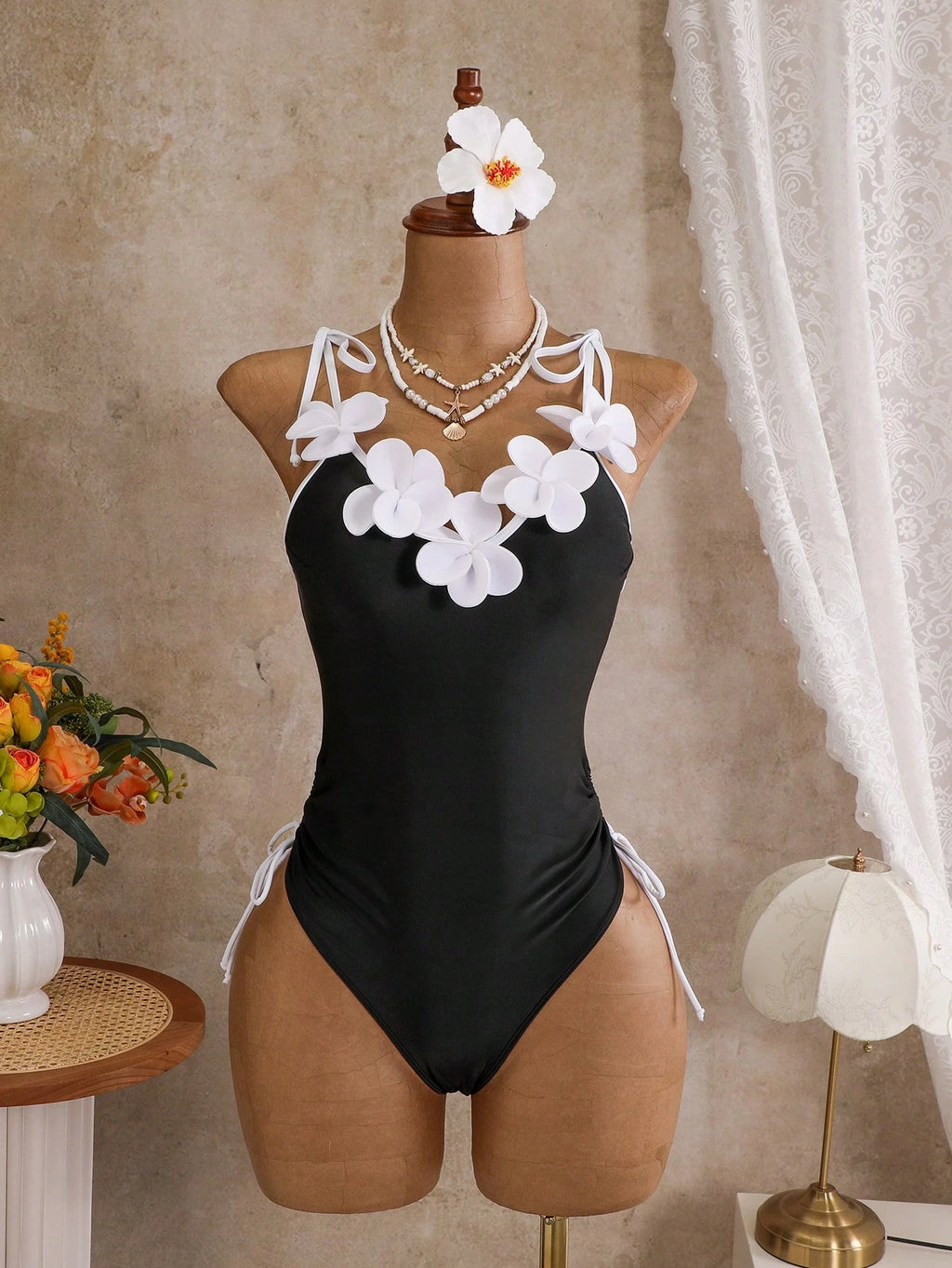 Swim Vcay Women's Solid Color Spaghetti Strap Tie Front One-Piece Swimsuit, Spring/Summer - image 2