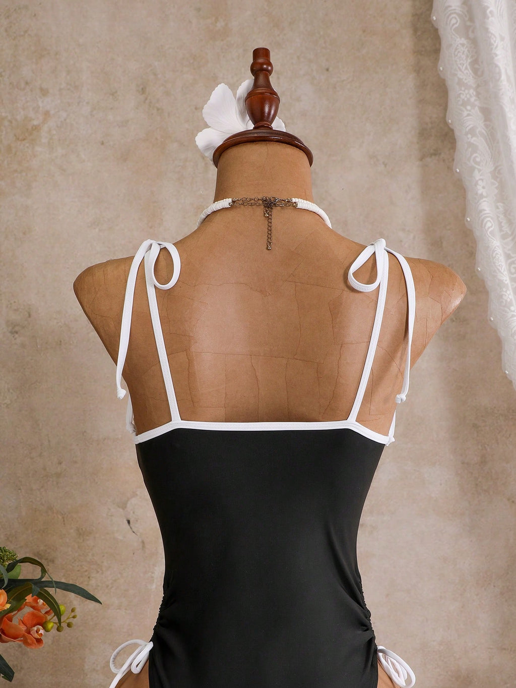 Swim Vcay Women's Solid Color Spaghetti Strap Tie Front One-Piece Swimsuit, Spring/Summer - image 7