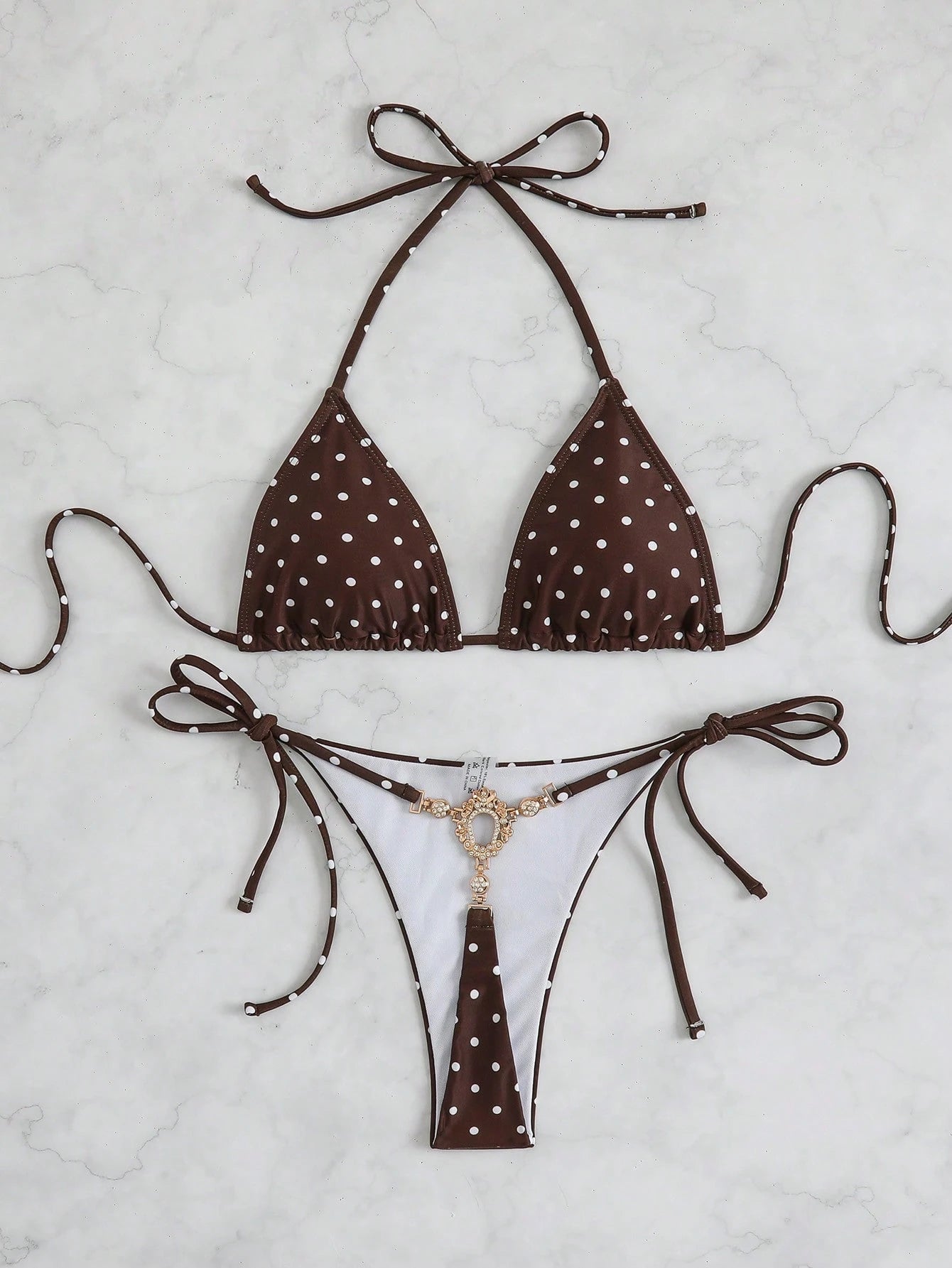 Swim Basics Women's Summer Beach Halter Tie Sexy Bikini And Triangle Briefs Swim