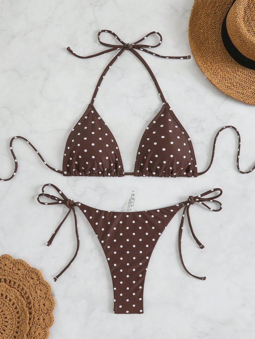 Swim Basics Women's Summer Beach Halter Tie Sexy Bikini And Triangle Briefs Swim