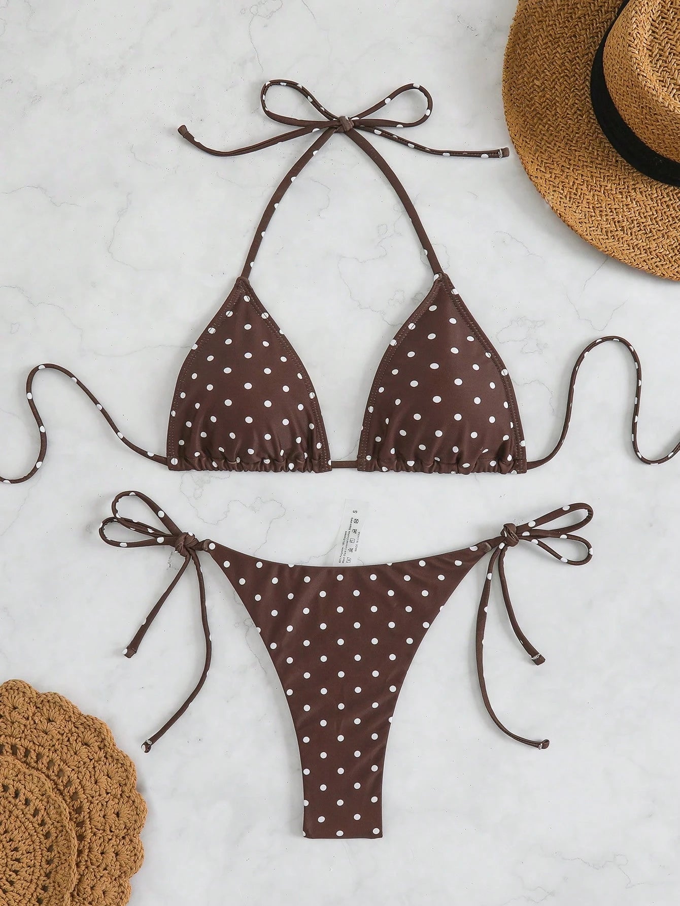 Swim Basics Women's Summer Beach Halter Tie Sexy Bikini And Triangle Briefs Swim