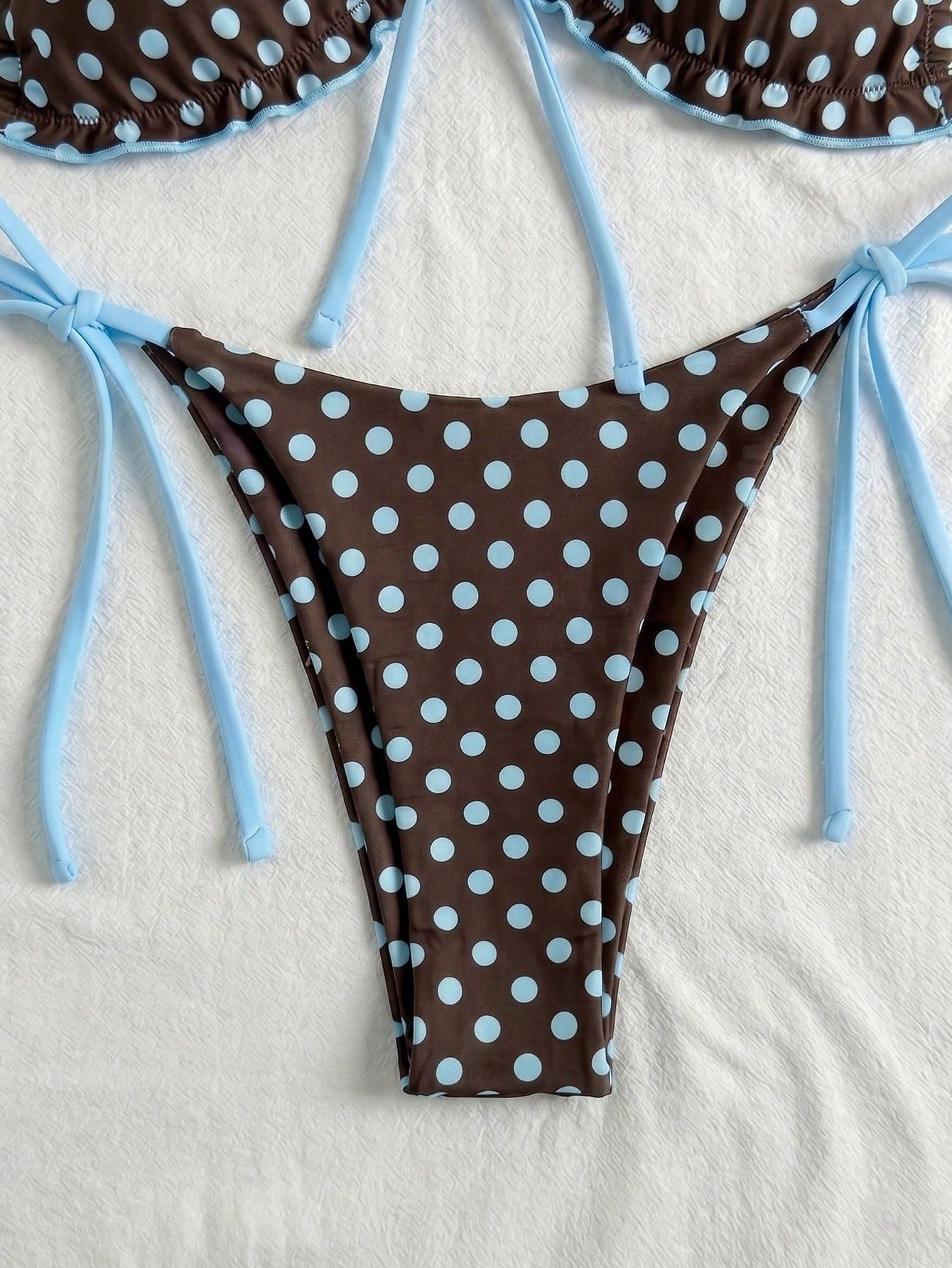 Swim Vcay New Spring/Summer Beach Pool Party Vacation Fashion Sexy Cute Polka Dot Print Ruffle Drawstring - image 18