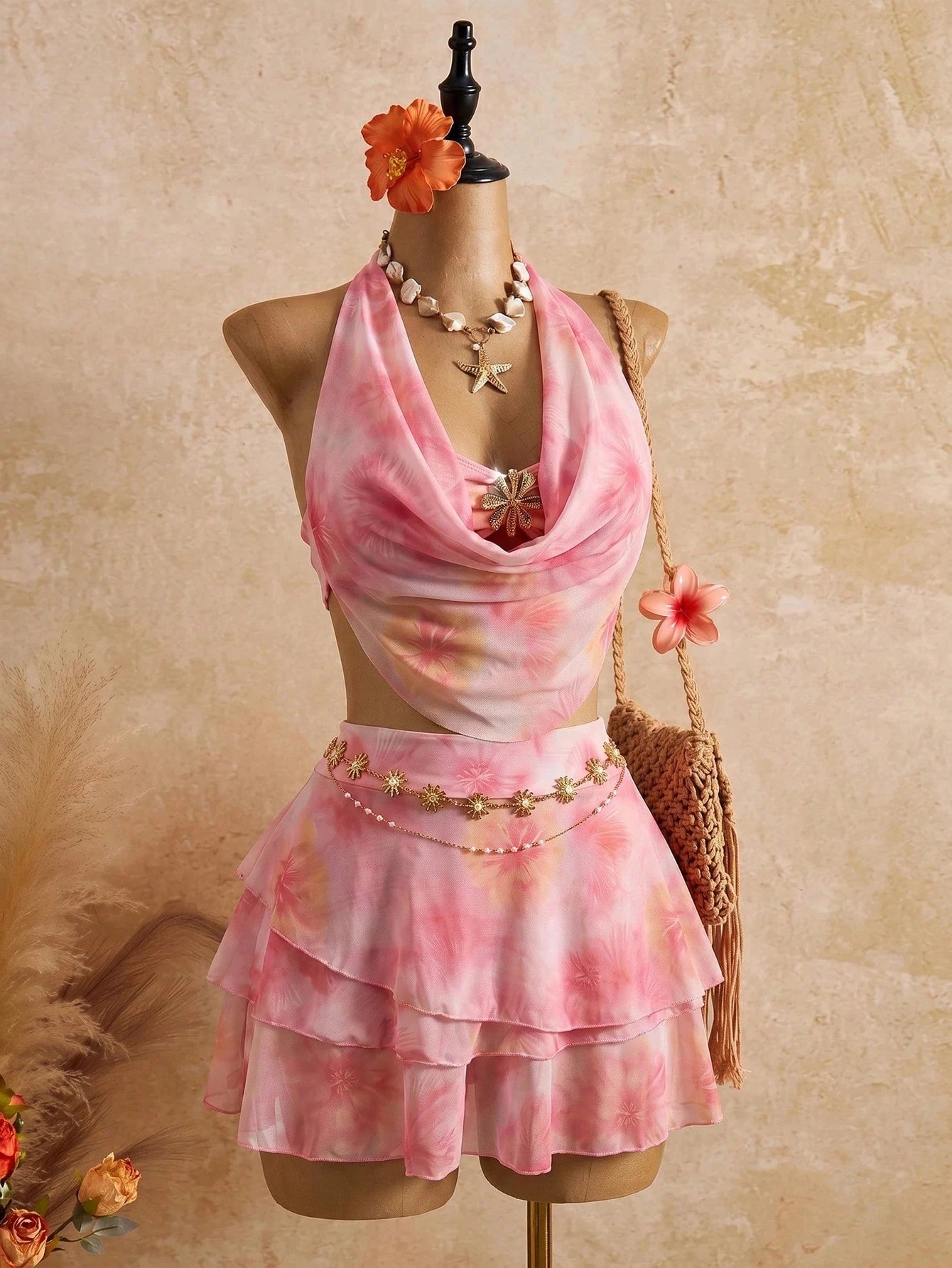 Bellisia 2026 Spring/Summer Vacation Romantic Floral Print Halter