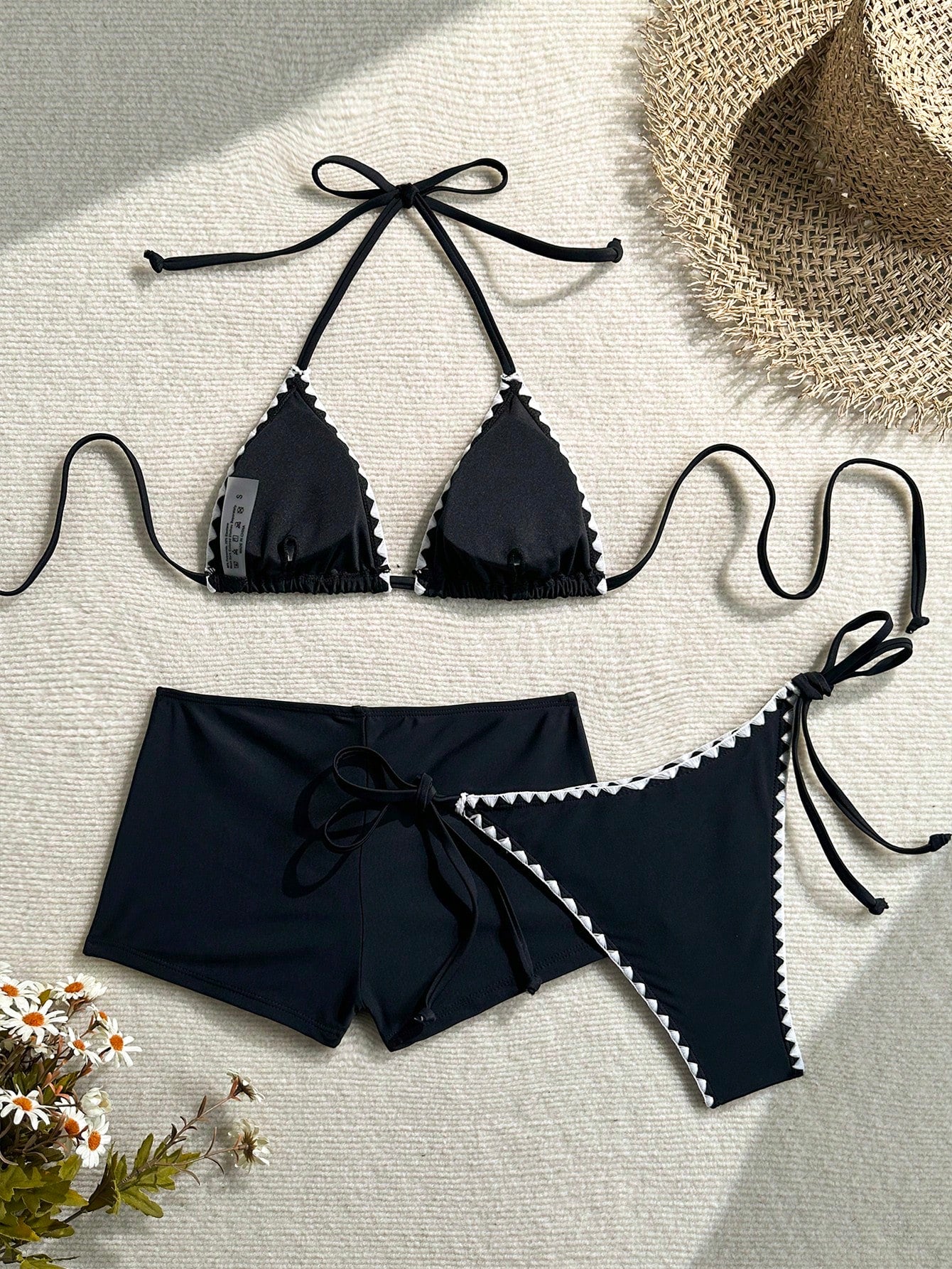 Swim Mod Women's 26SS Spring/Summer New Dual-Color Print V-Neck Backless Triangle Top Tie-Side Bikini Bottoms - image 5