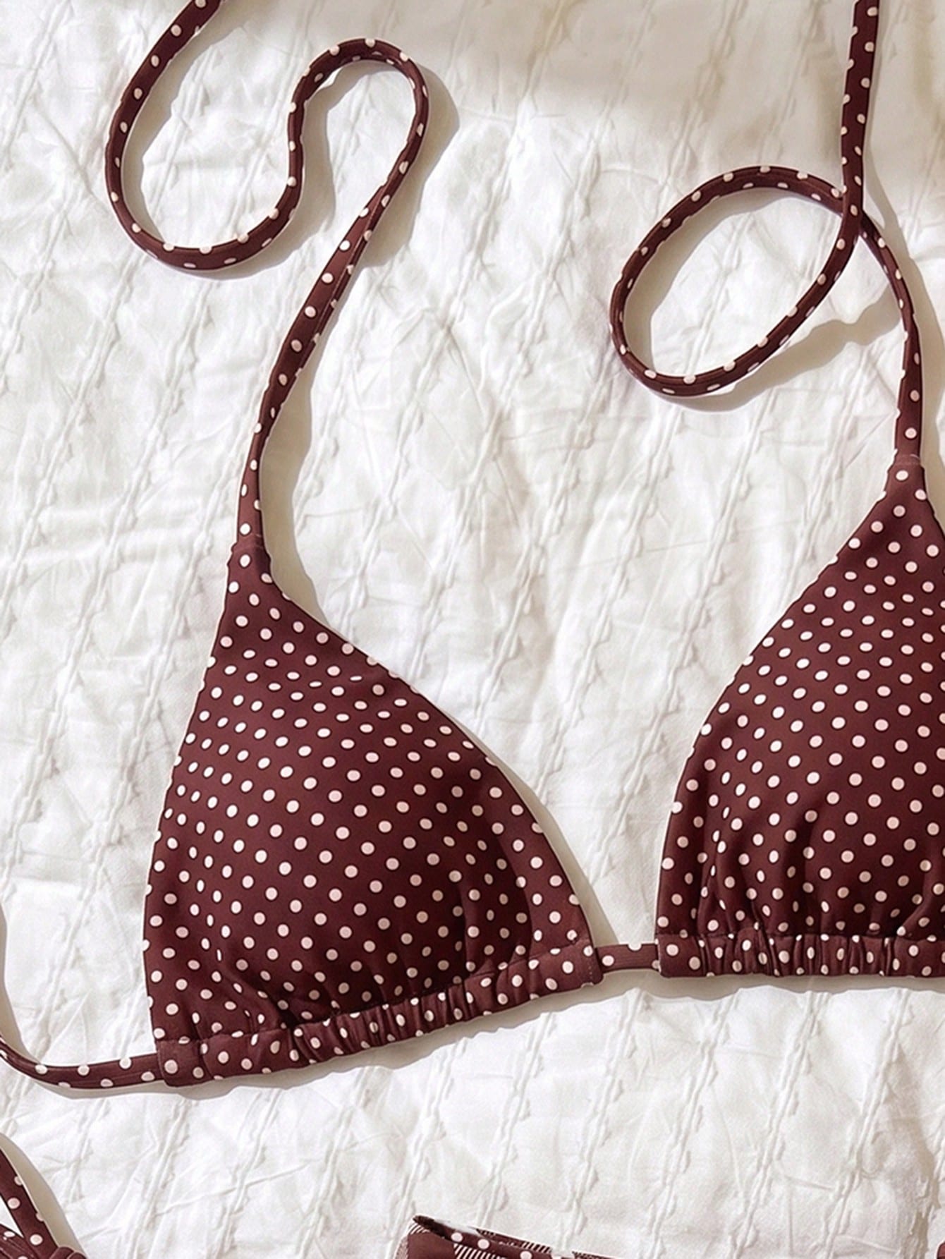 Elavelle 3pcs Women's Random Print Halter High Cut Bikini Set,
