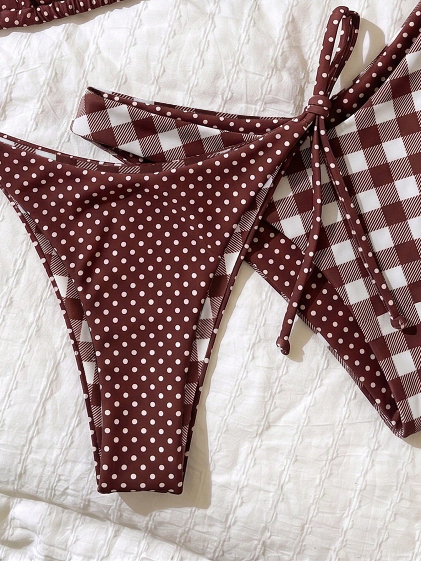 Elavelle 3pcs Women's Random Print Halter High Cut Bikini Set,
