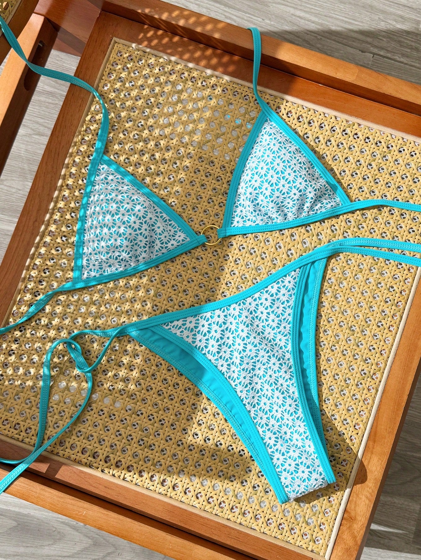 Swim Women's Lace-Up Halter Sexy Bikini 2 Pieces Swimwear Set, Summer