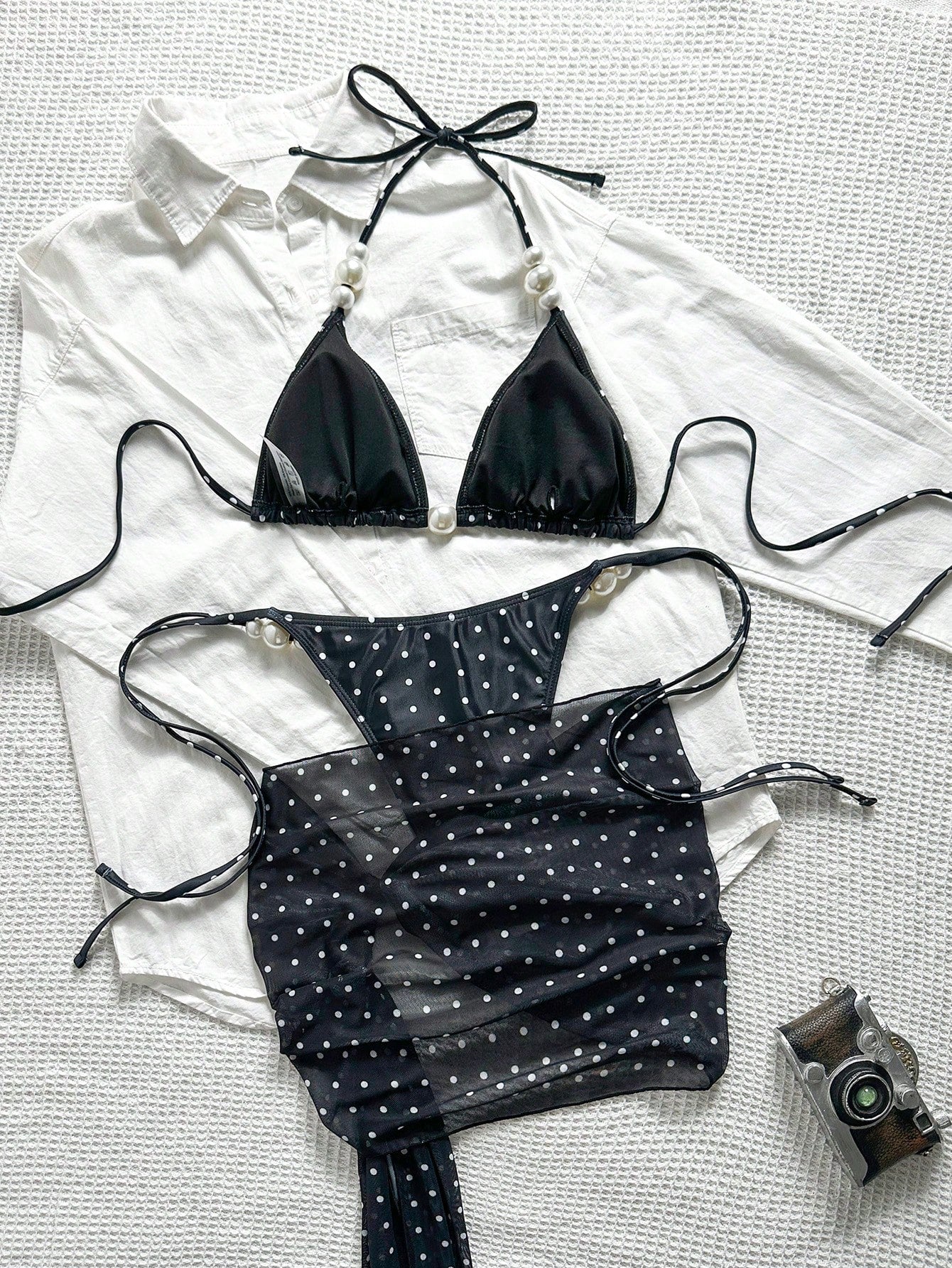 Swim SXY Summer Women 3-Piece Set:Tie-Dye Print Triangle Bikini