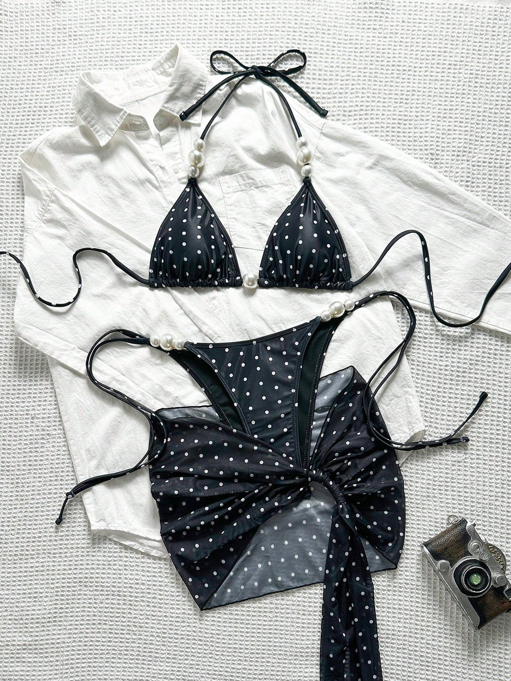 Swim SXY Summer Women 3-Piece Set:Tie-Dye Print Triangle Bikini