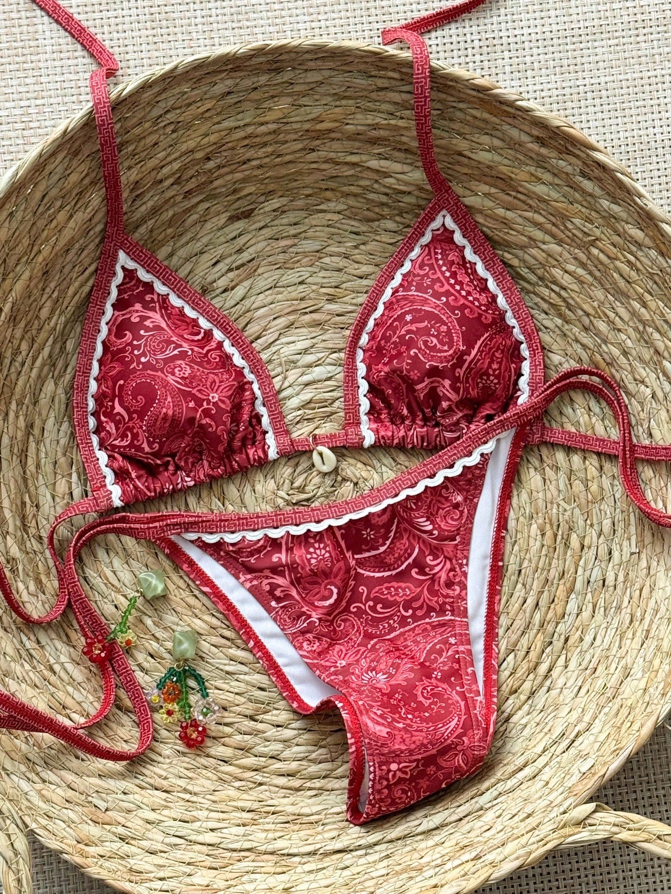 Swim Vcay Summer Beach Women's Floral Printed Halter Neck Bikini Set
