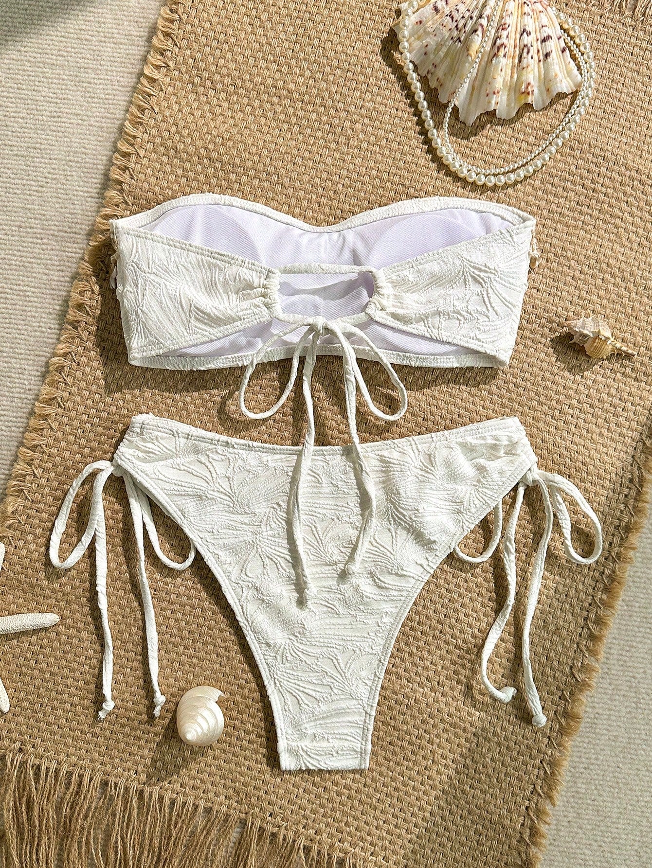 Swim Mod Women's Embroidered Tassel Patchwork Starfish & Shell Decor