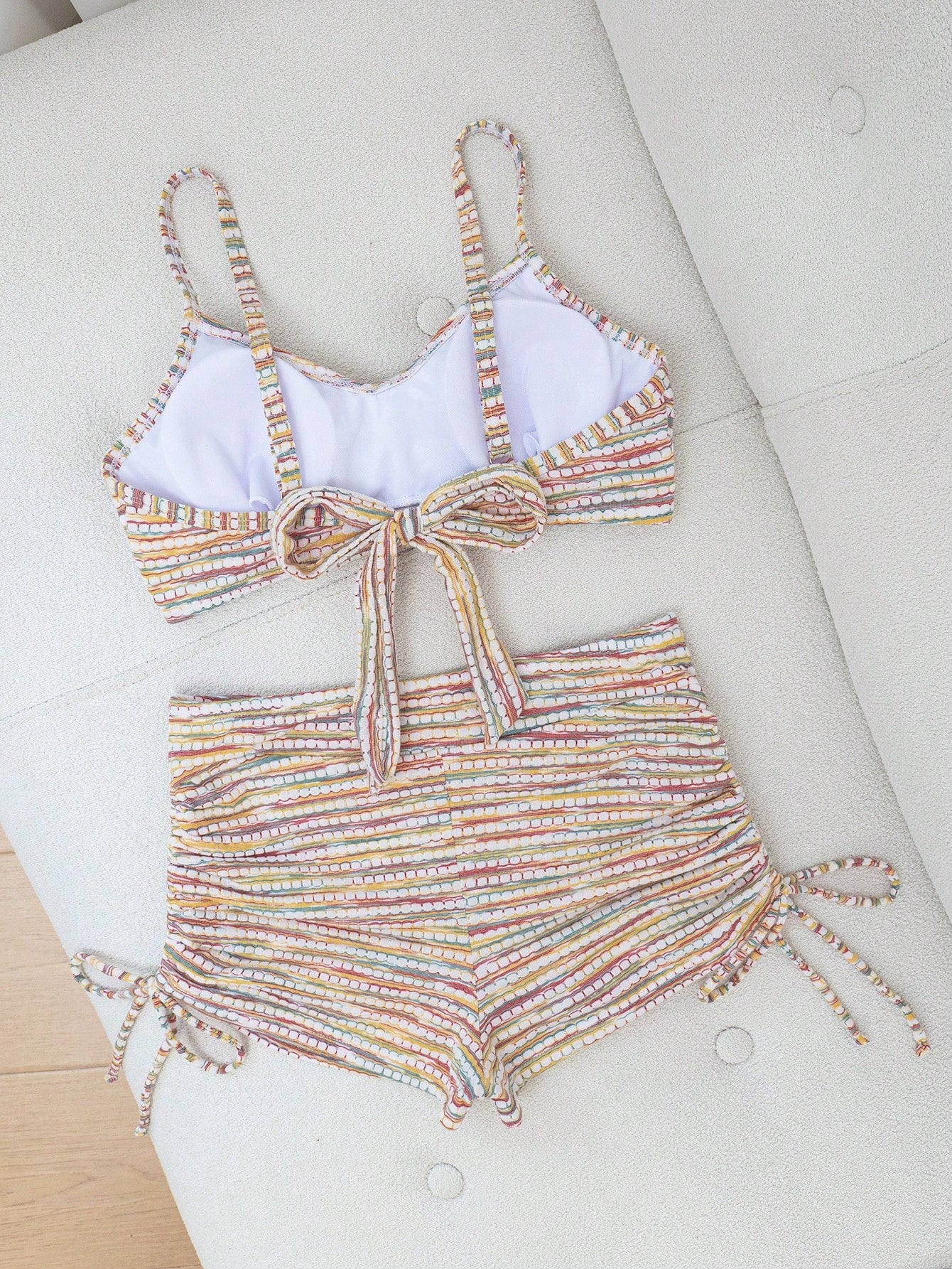 Swim Vcay Women's Summer Beach Vacation White Cross-Twist Bikini Swimsuit Set, Boho Spaghetti Strap Bikini - image 2