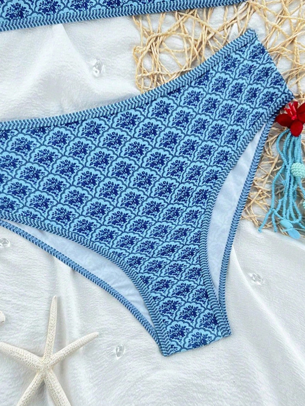 Swim Vcay 2026 Spring/Summer Women's Ditsy Floral Bandeau Bikini Set,