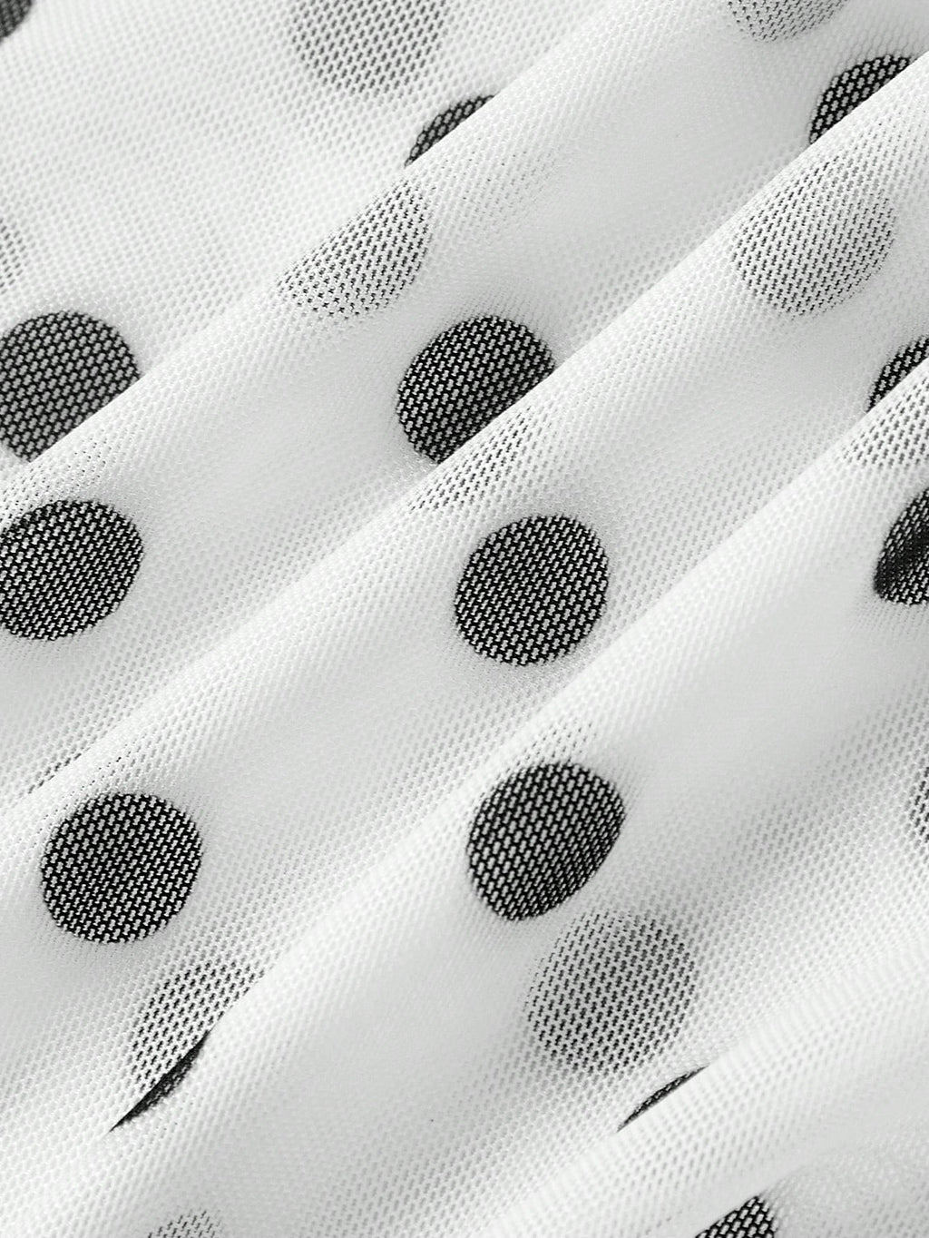 MOD Women's White With Black Polka Dots Mini Dress Sheer Mesh Long Sleeve Deep V Neck Party Beach Vacation - image 5