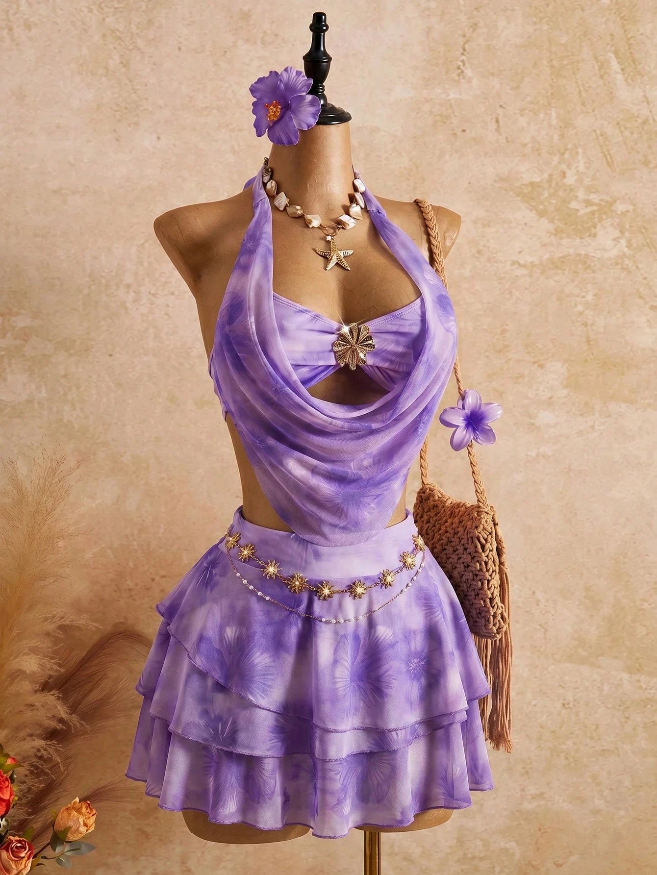 Bellisia 2026 Spring/Summer Vacation Romantic Floral Print Halter