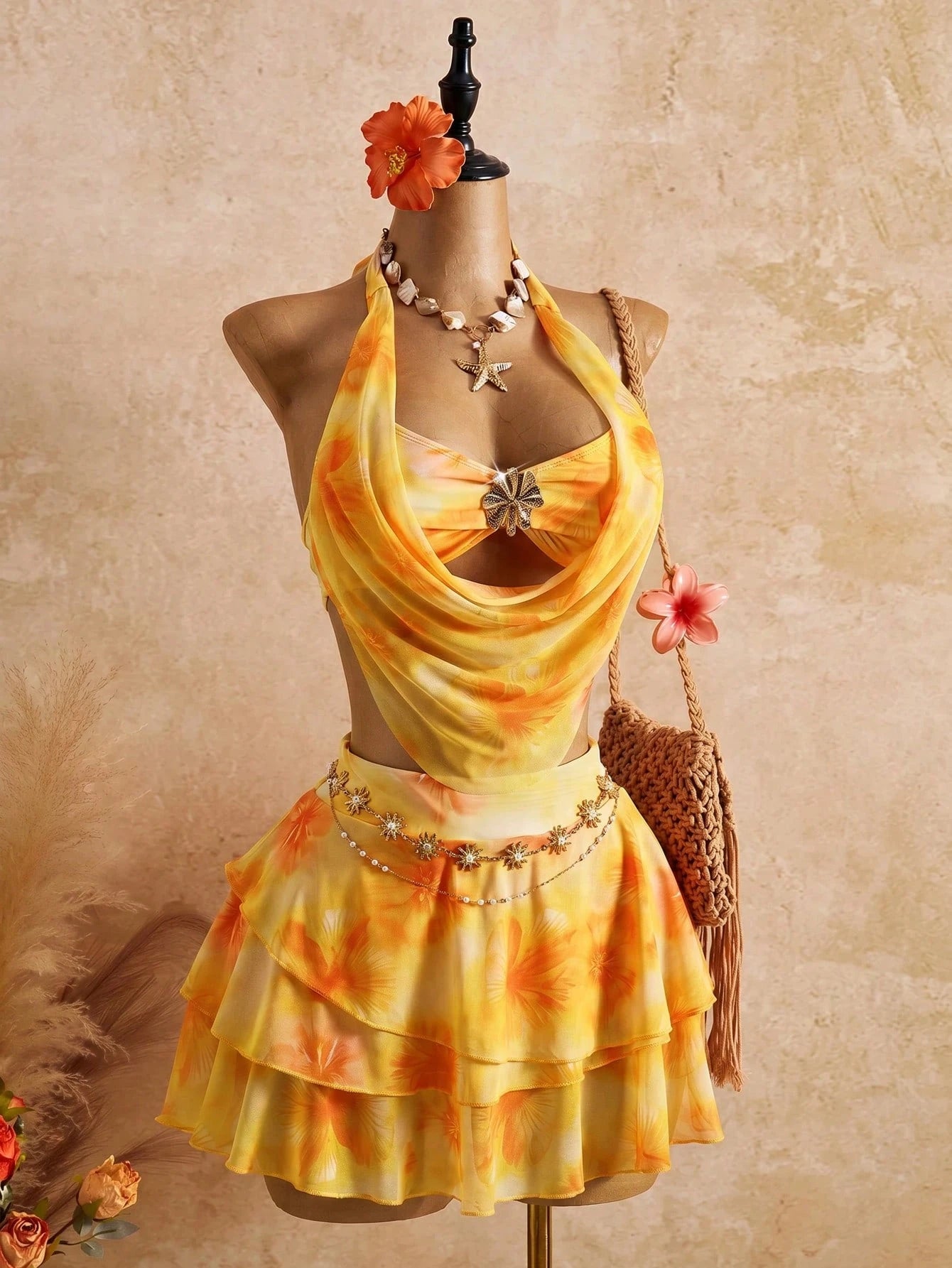 Bellisia 2026 Spring/Summer Vacation Romantic Floral Print Halter