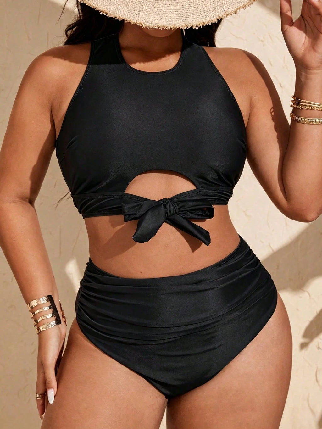 Slaydiva 2025 Plus Size Bikini Set,Orange Summer Beach Vacation Party Vacation Holiday,Halter Neck Coconut - image 3