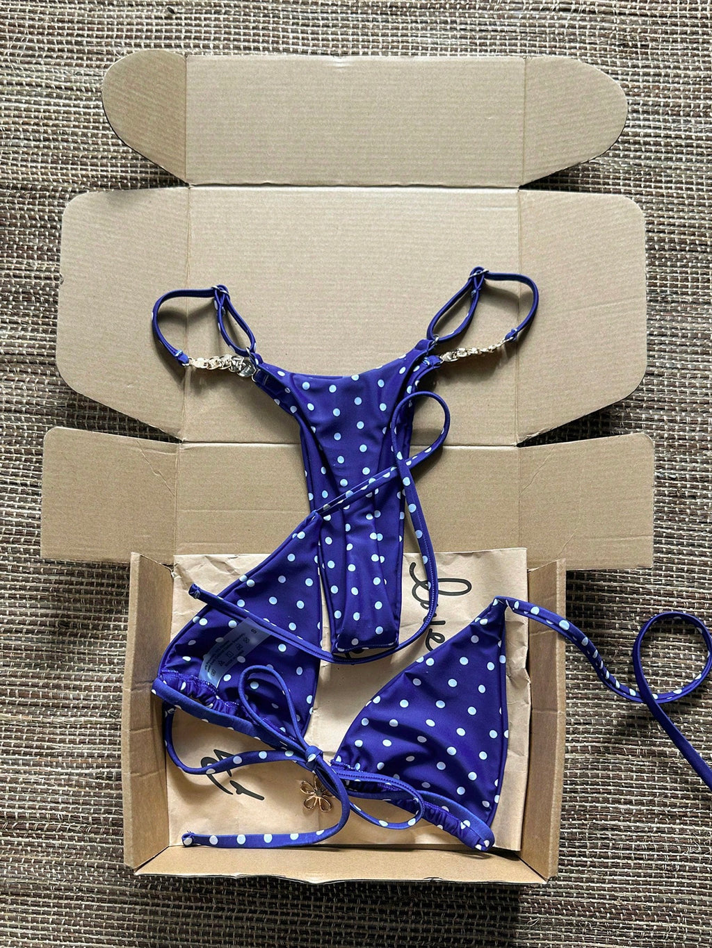 Swim Vcay 2026 Spring/Summer Spaghetti Strap Blue & White Textured