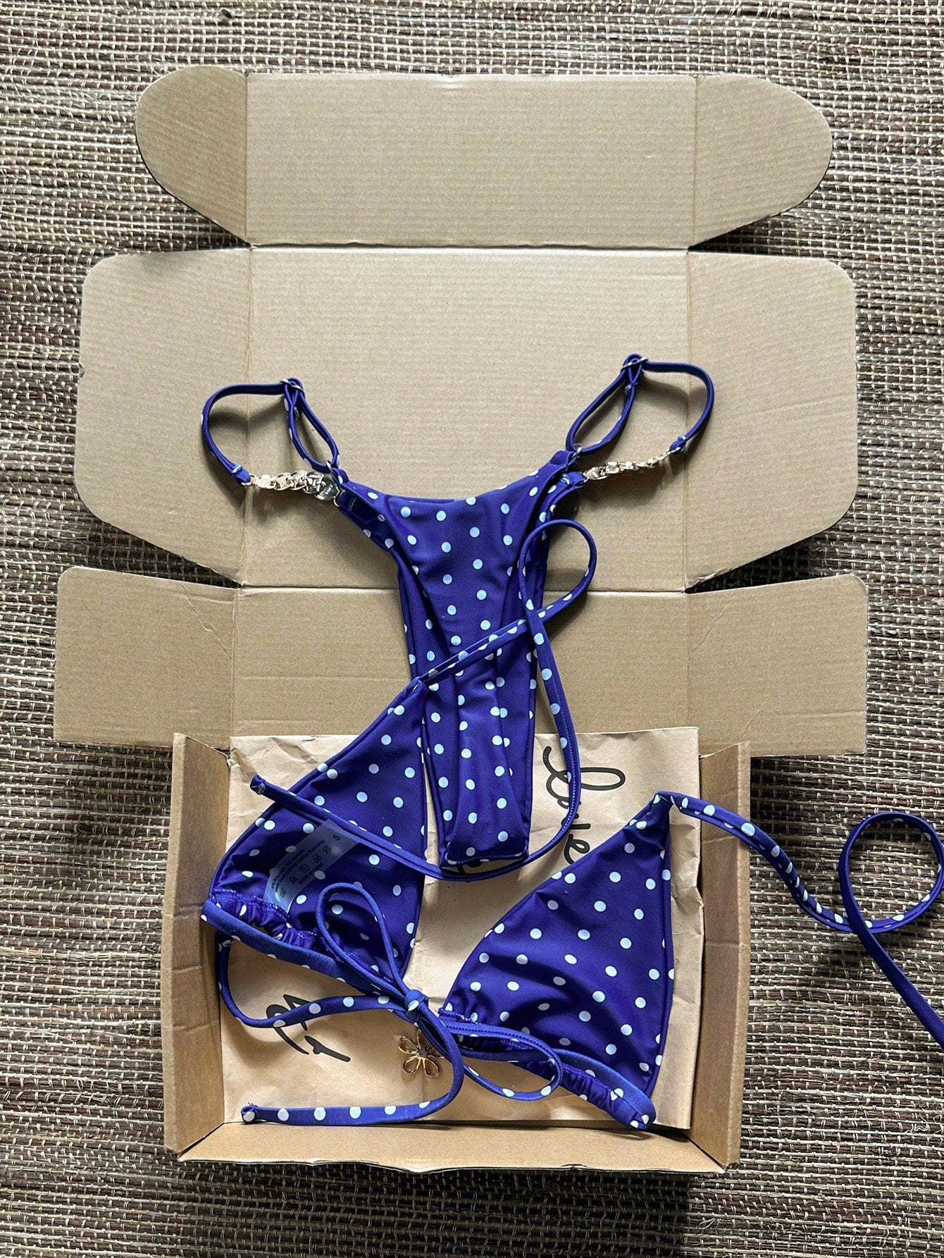 Swim Vcay 2026 Spring/Summer Spaghetti Strap Blue & White Textured
