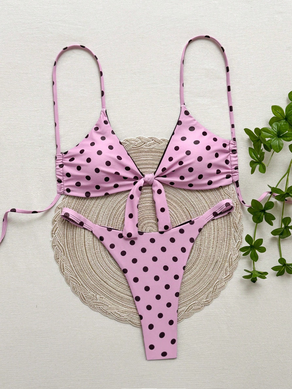 Women's Polka Dot Print Spaghetti Strap Bikini Set, Suitable For Christmas, New Year And Other Important - image 12