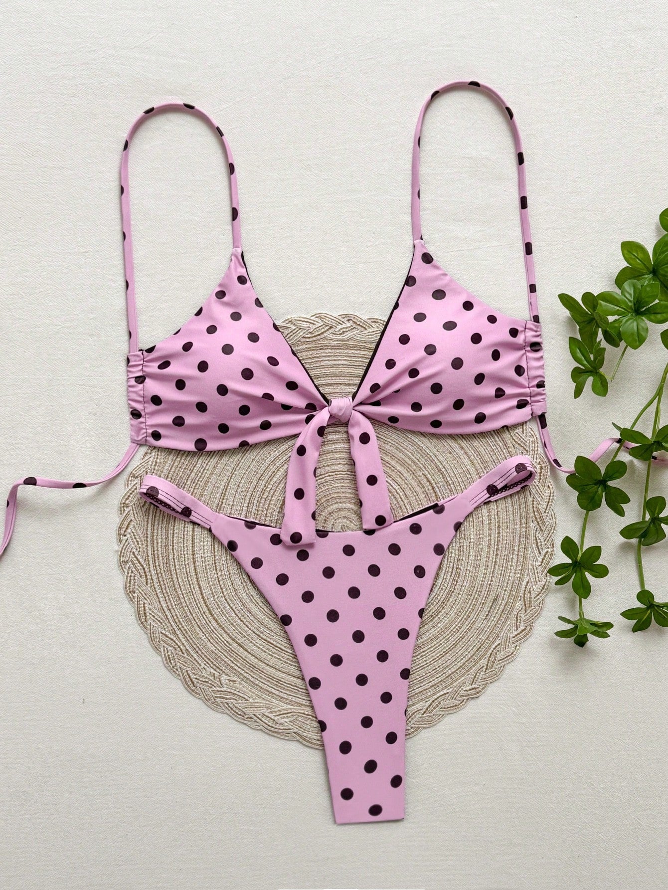 Women's Polka Dot Print Spaghetti Strap Bikini Set, Suitable For Christmas, New Year And Other Important - image 12
